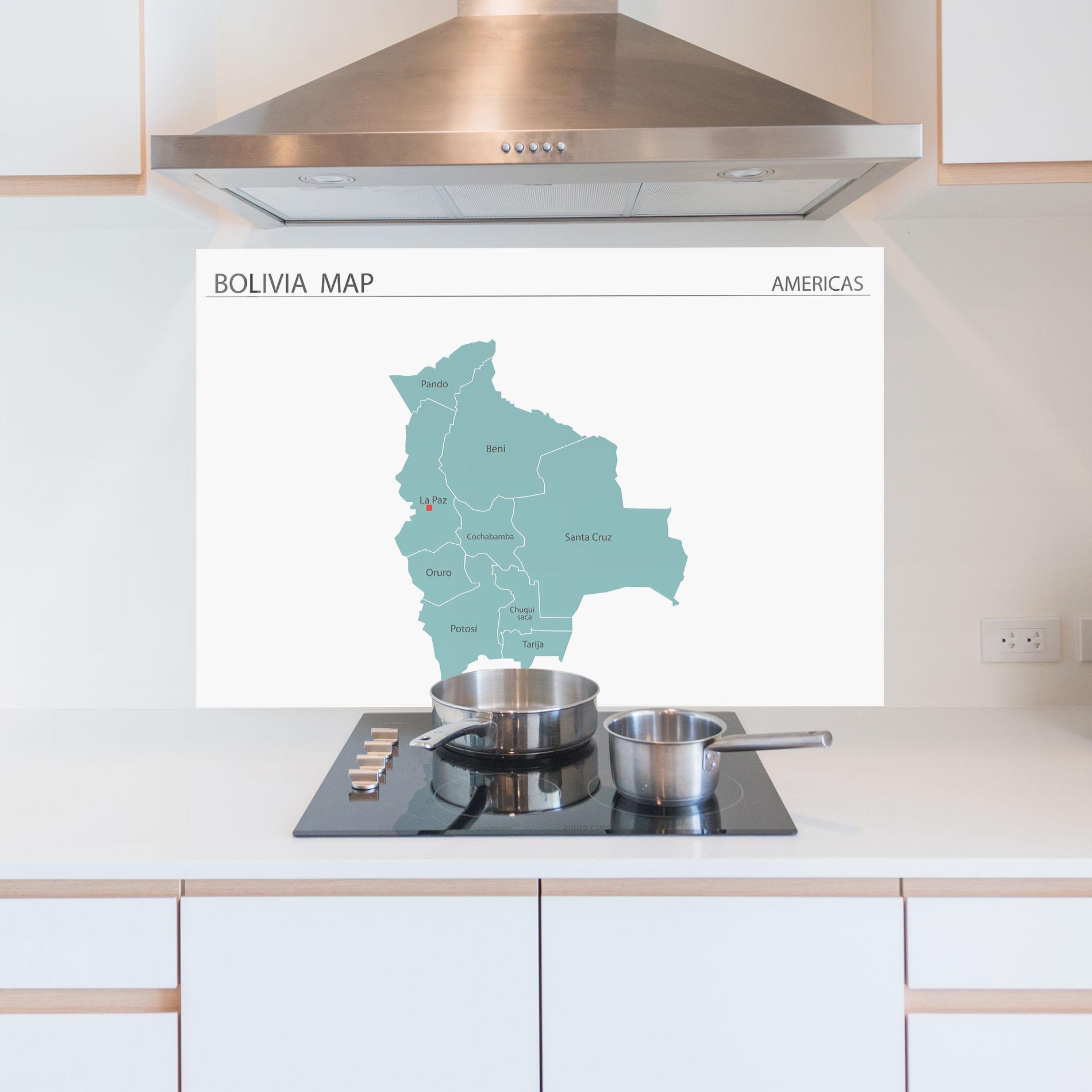 Panou Sticla Bucatarie Bolivia Map mockup 5