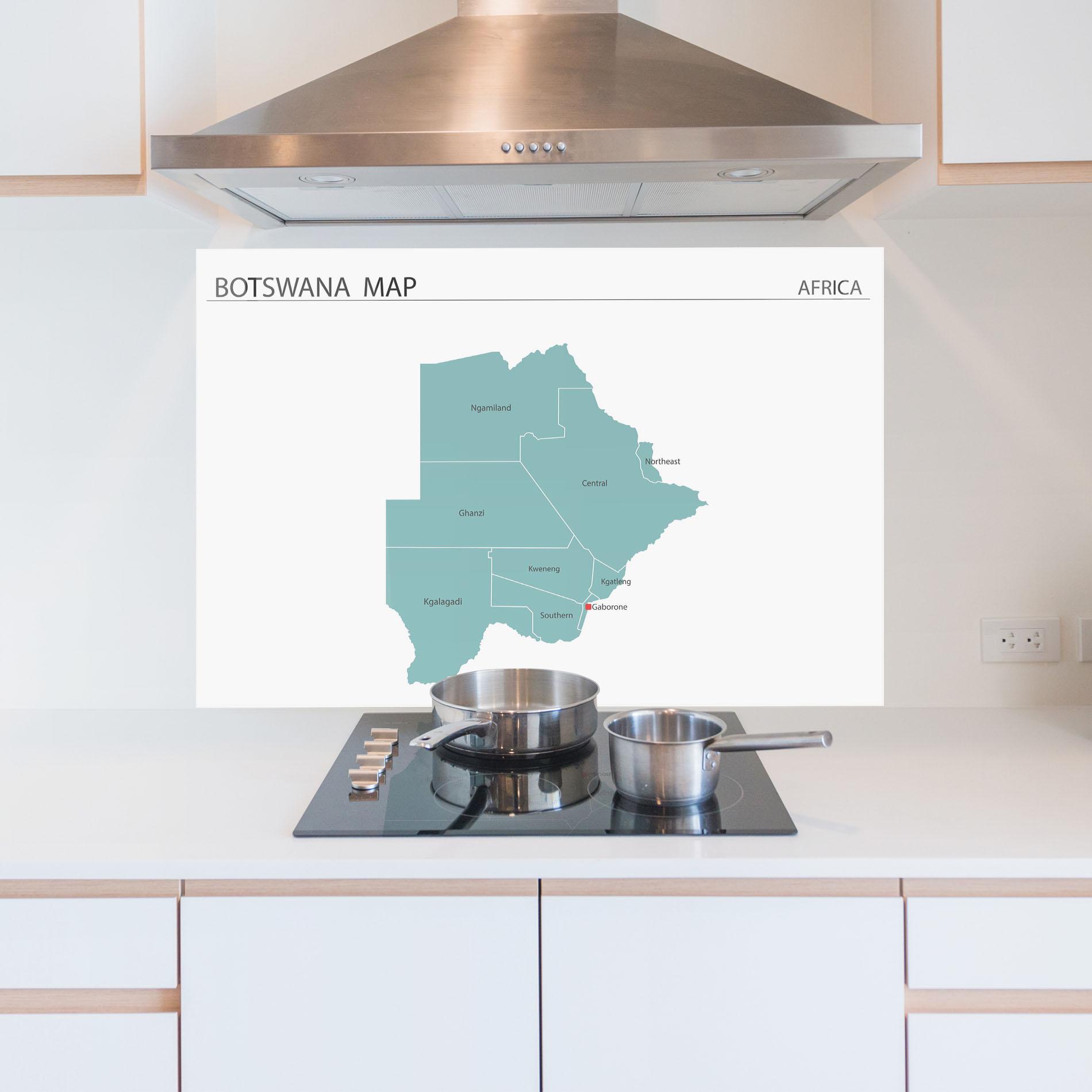 Panou Sticla Bucatarie Botswana Map mockup 5