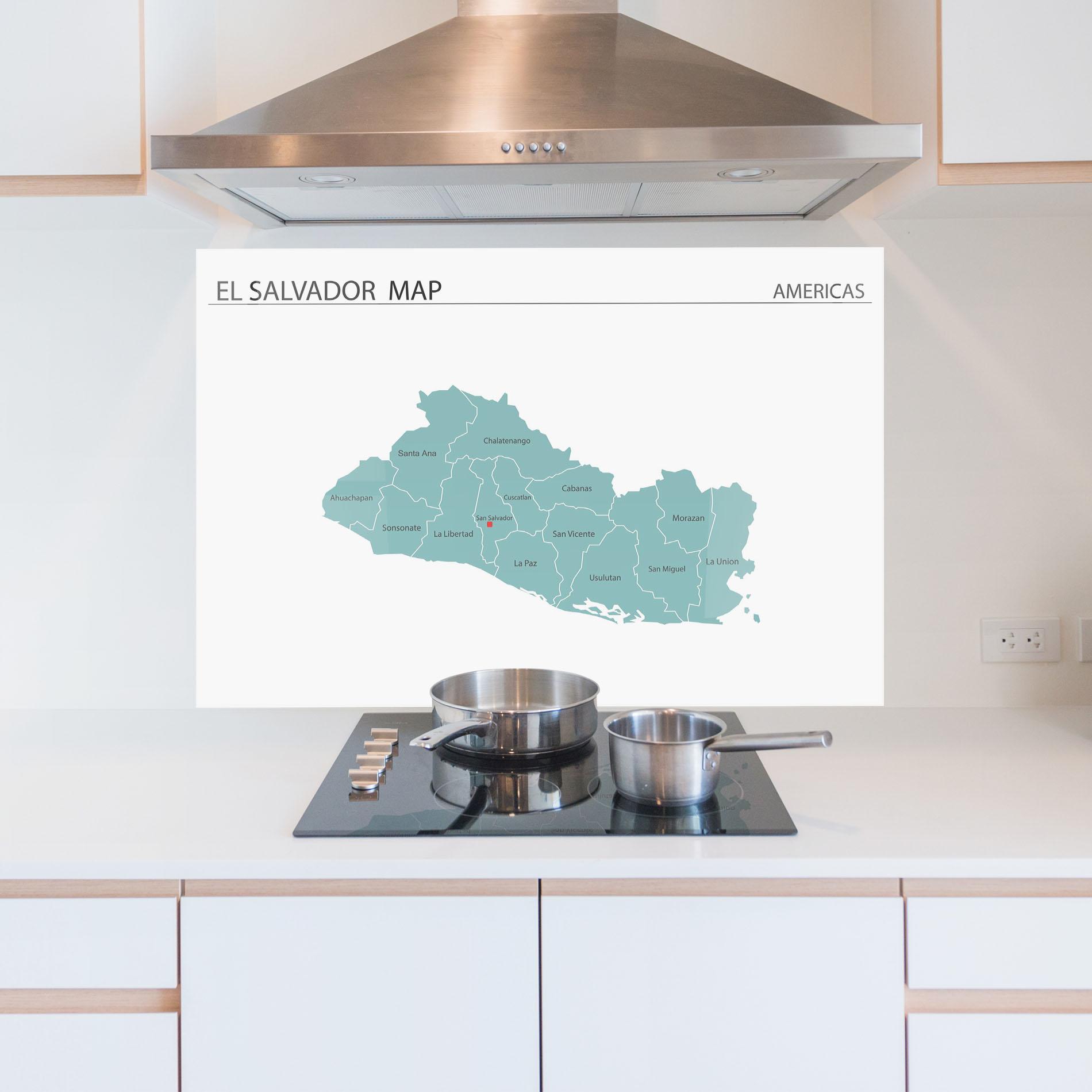 Panou Sticla Bucatarie El Salvador Map mockup 5
