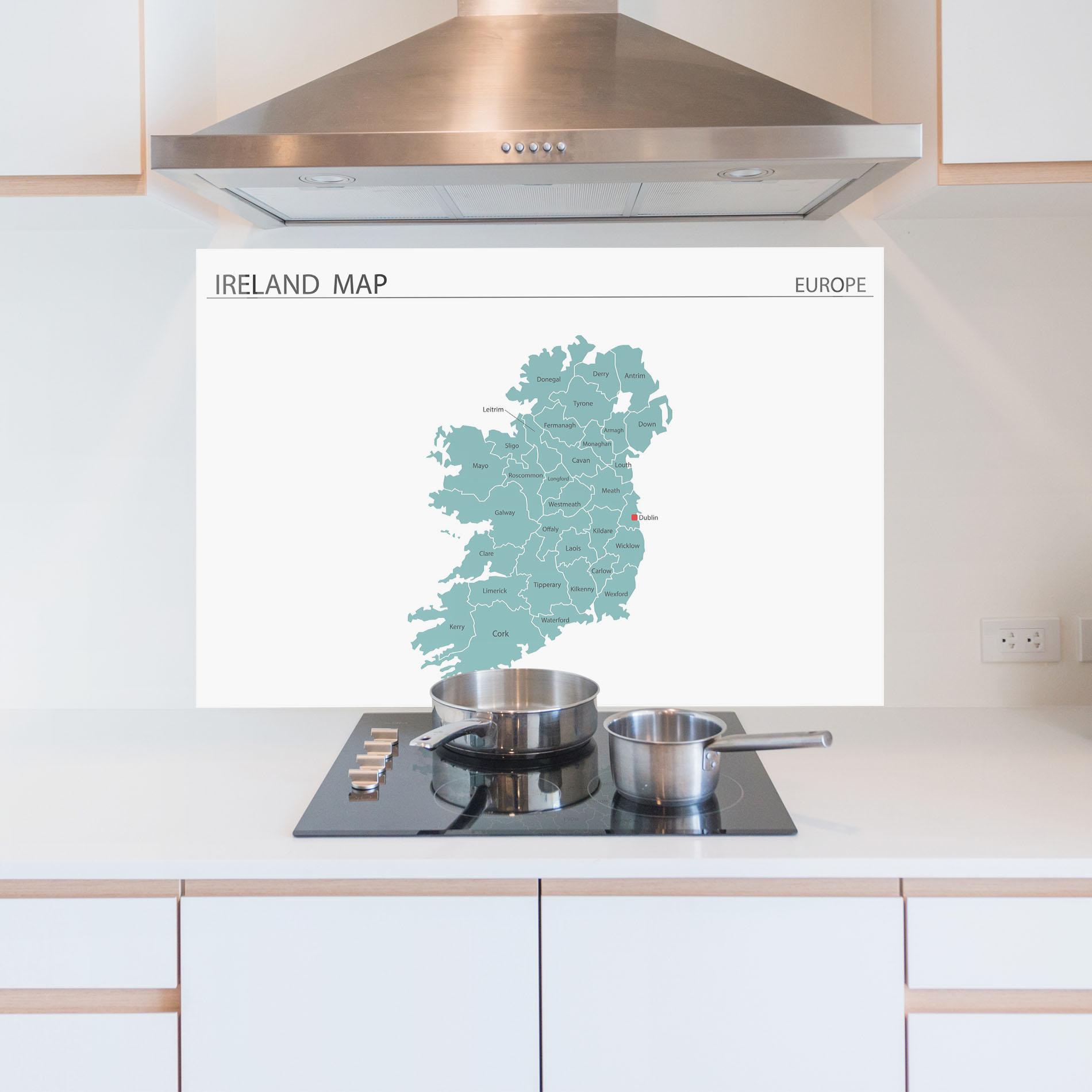 Panou Sticla Bucatarie Ireland Map mockup 5