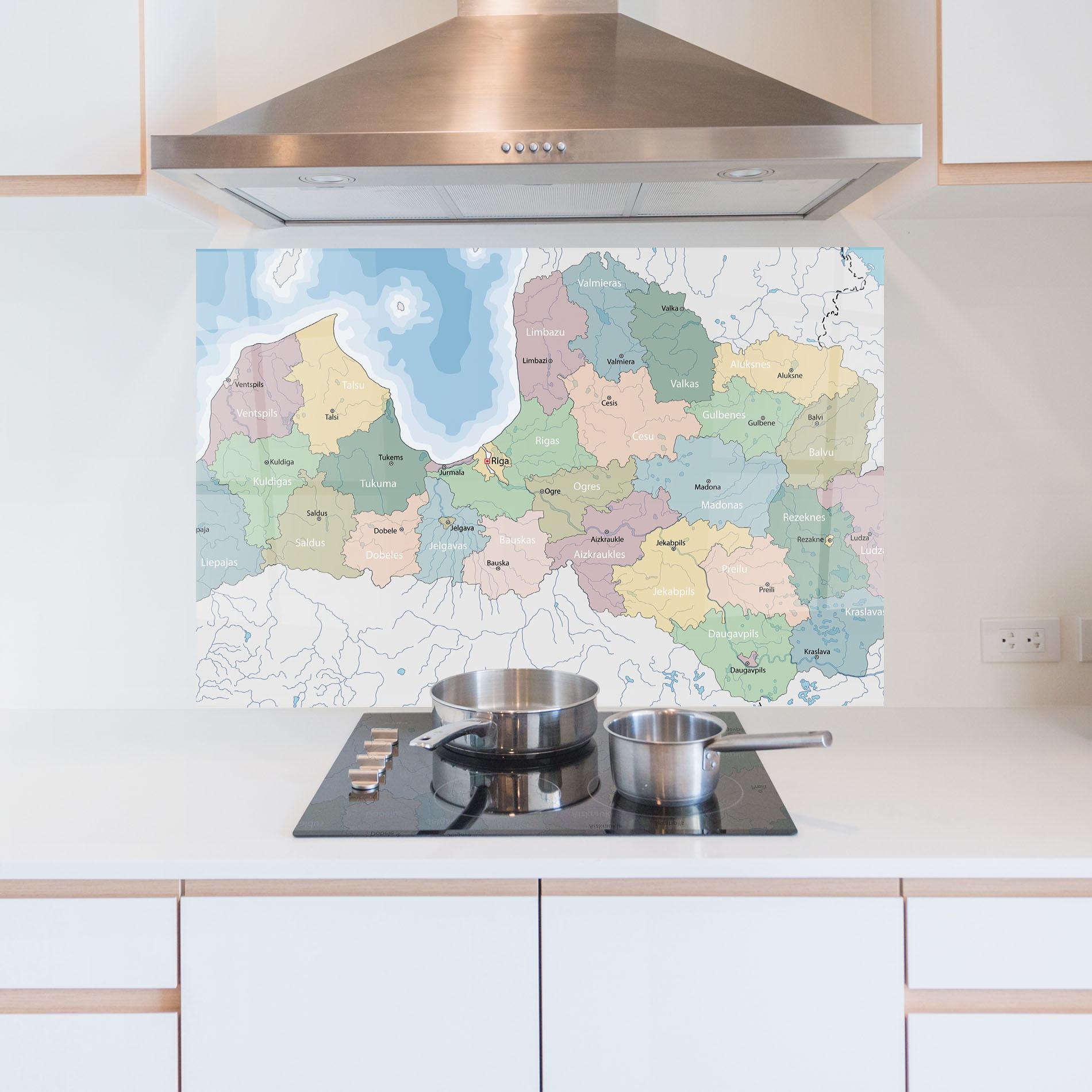 Panou Sticla Bucatarie Latvia Color Map mockup 5