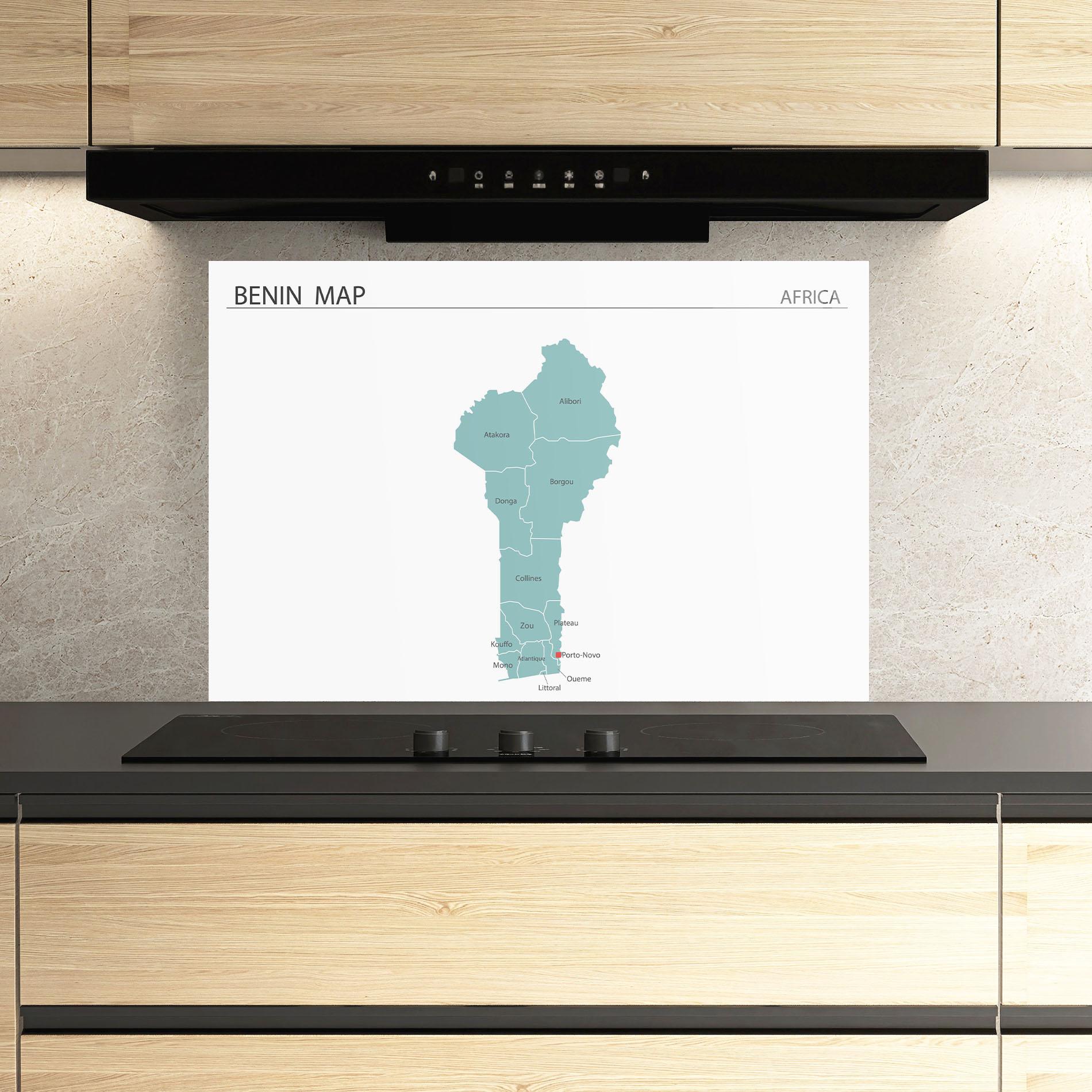 Panou Sticla Bucatarie Benin Map mockup 3