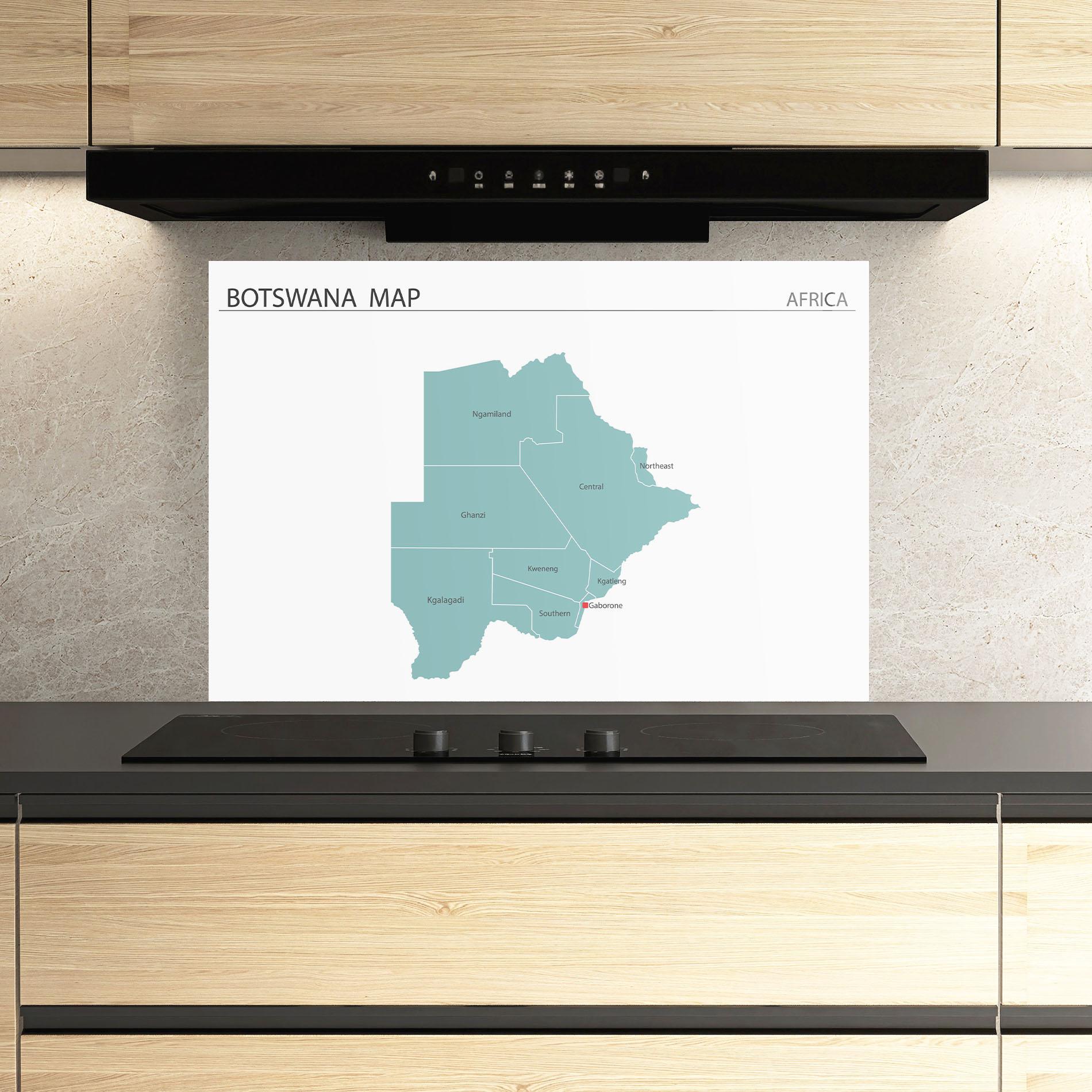 Panou Sticla Bucatarie Botswana Map mockup 3