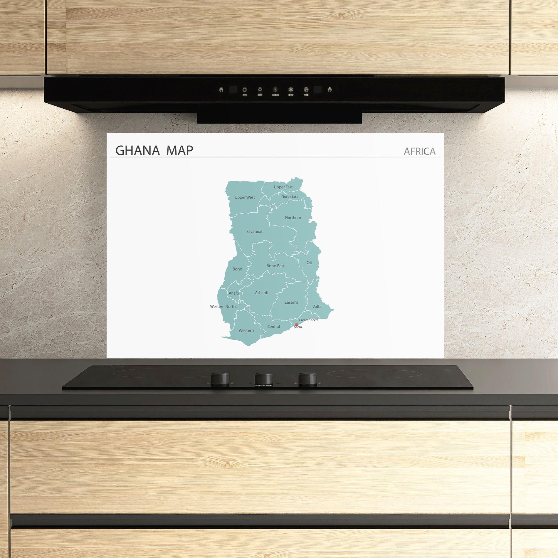 Panou Sticla Bucatarie Ghana Map mockup 3