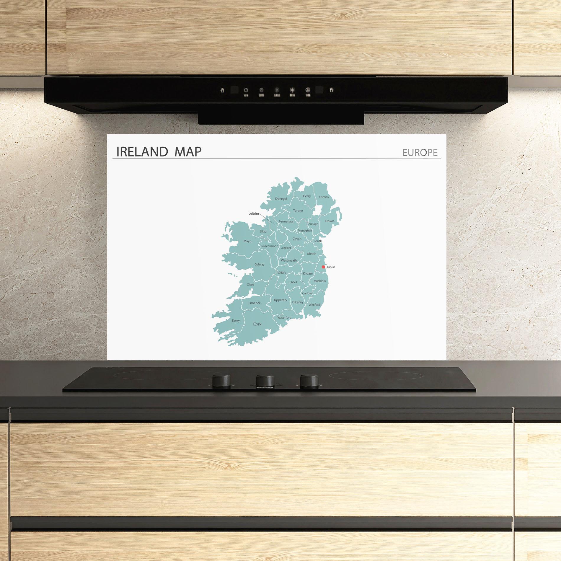 Panou Sticla Bucatarie Ireland Map mockup 3