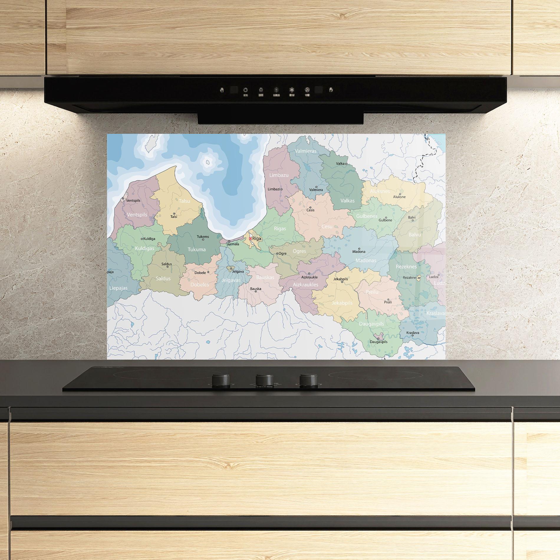 Panou Sticla Bucatarie Latvia Color Map mockup 3