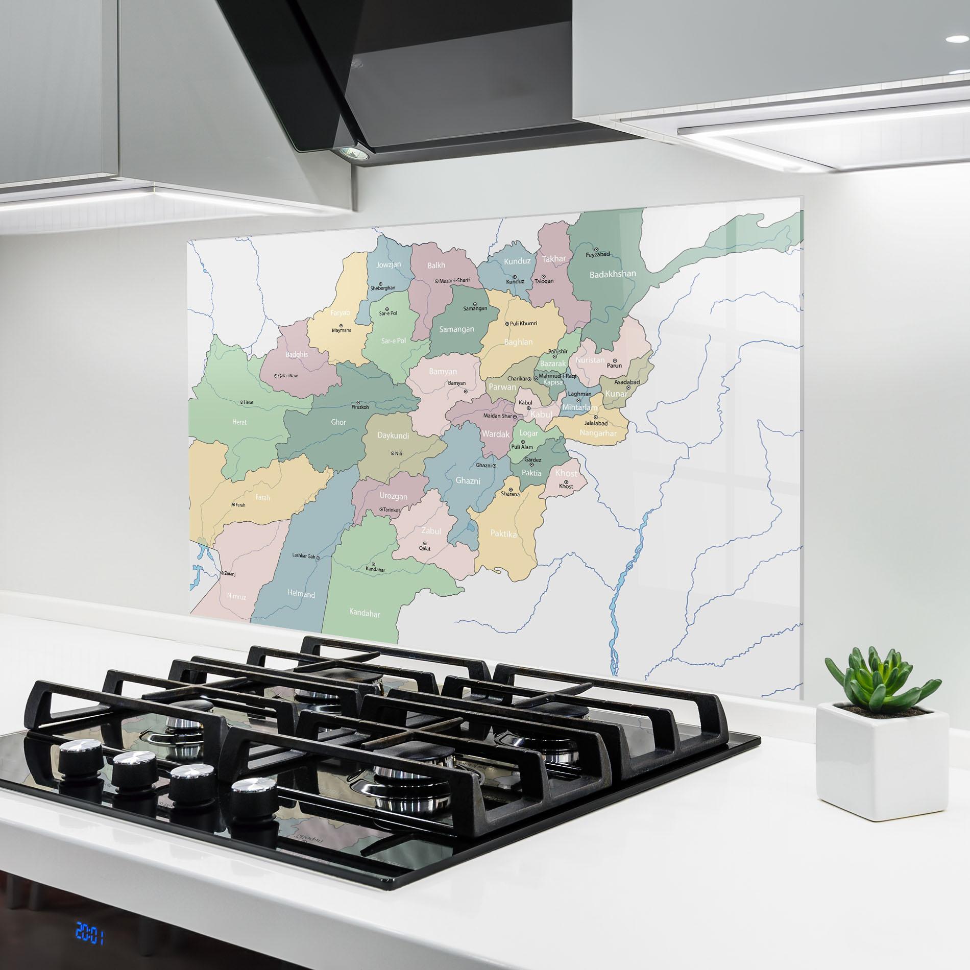 Panou Sticla Bucatarie Afghanistan Map mockup 6