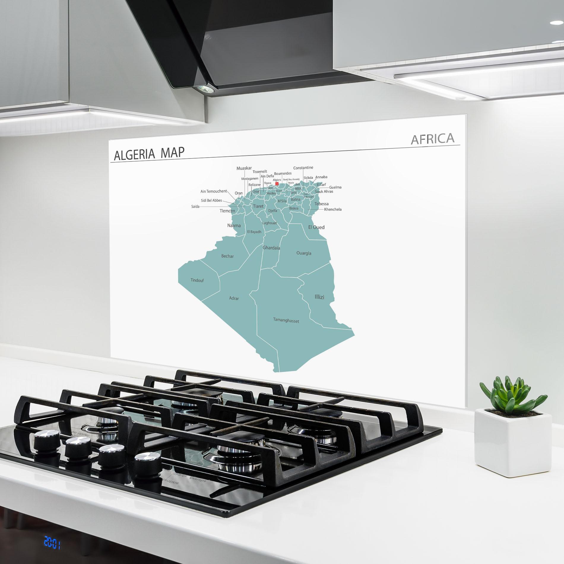 Panou Sticla Bucatarie Algeria Map mockup 6