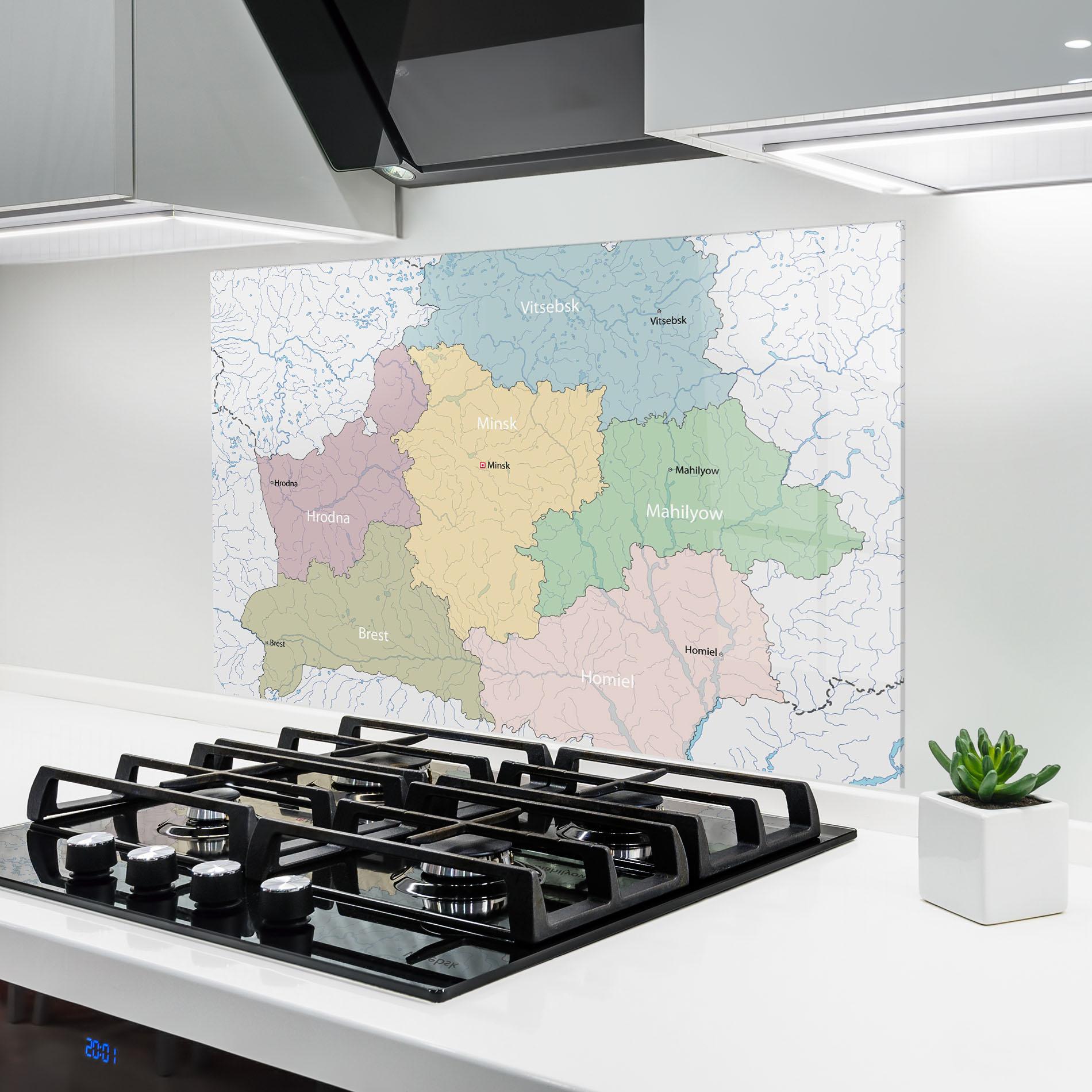 Panou Sticla Bucatarie Belarus Map mockup 6