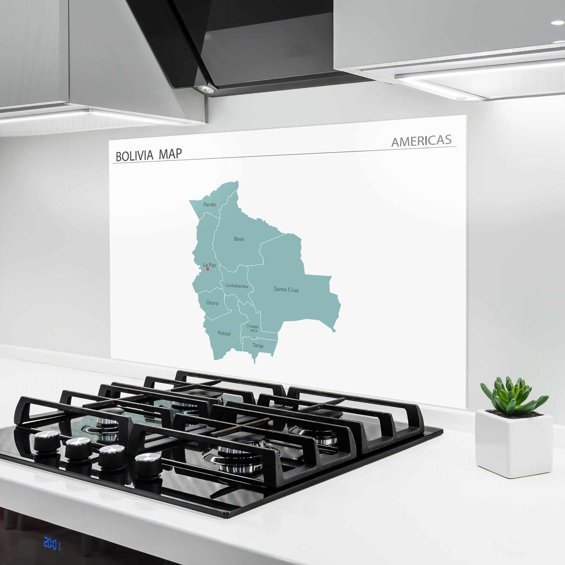 Panou Sticla Bucatarie Bolivia Map mockup 6