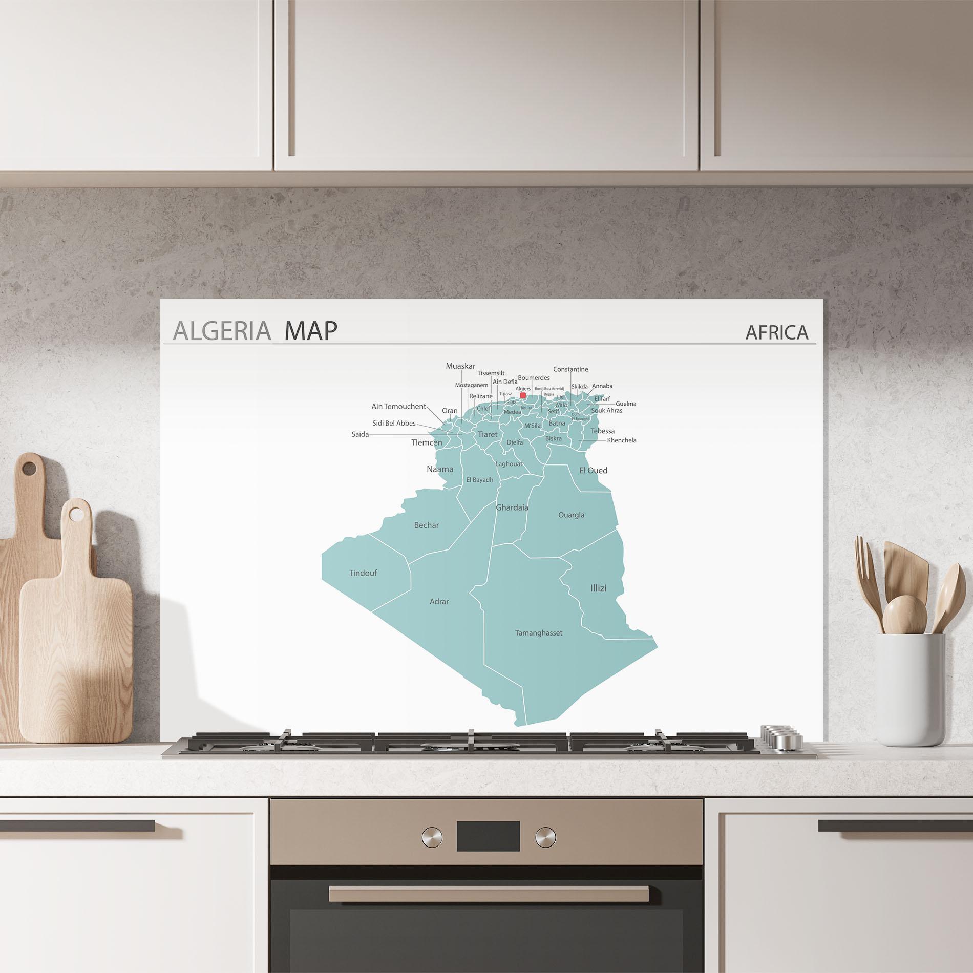 Panou Sticla Bucatarie Algeria Map mockup 7