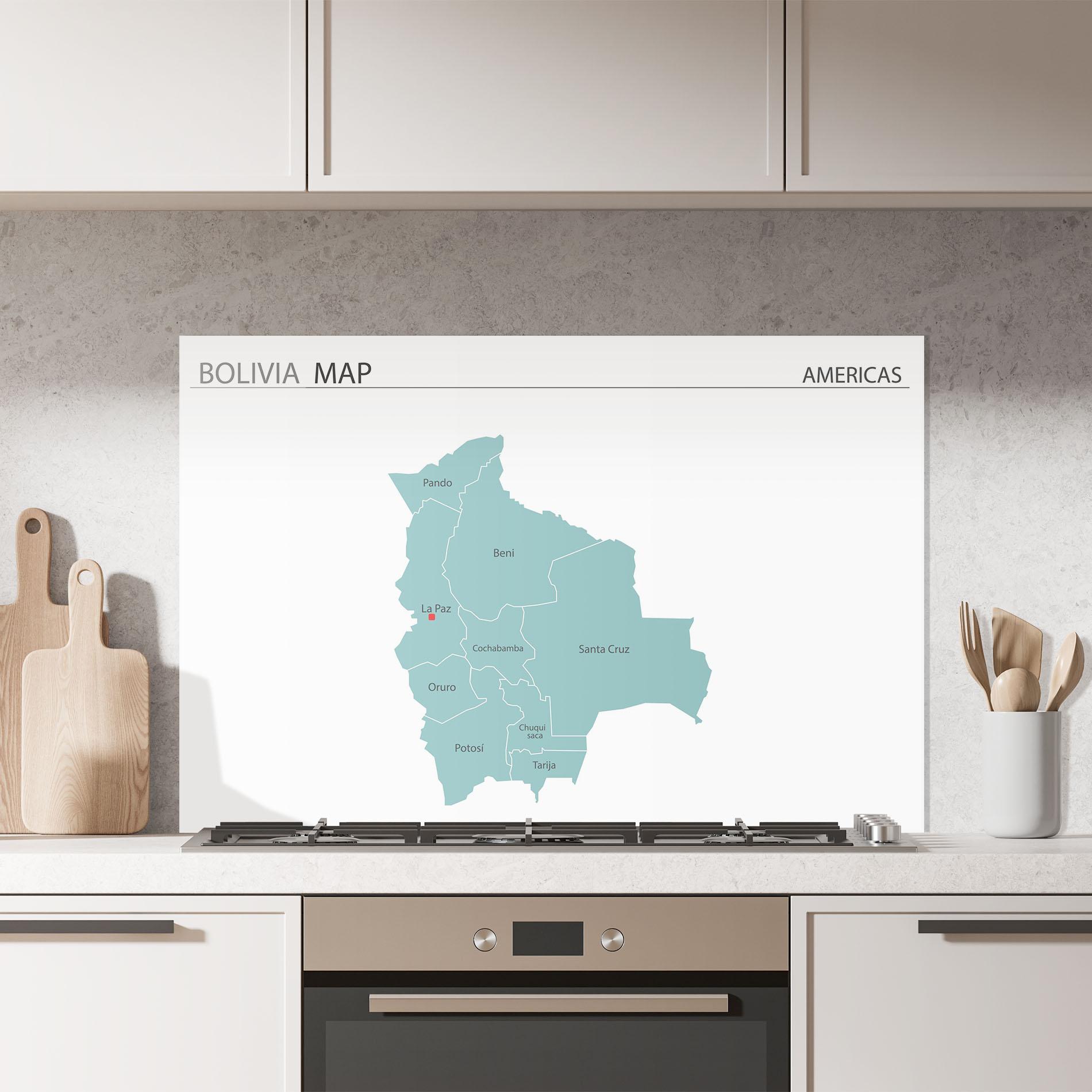 Panou Sticla Bucatarie Bolivia Map mockup 7