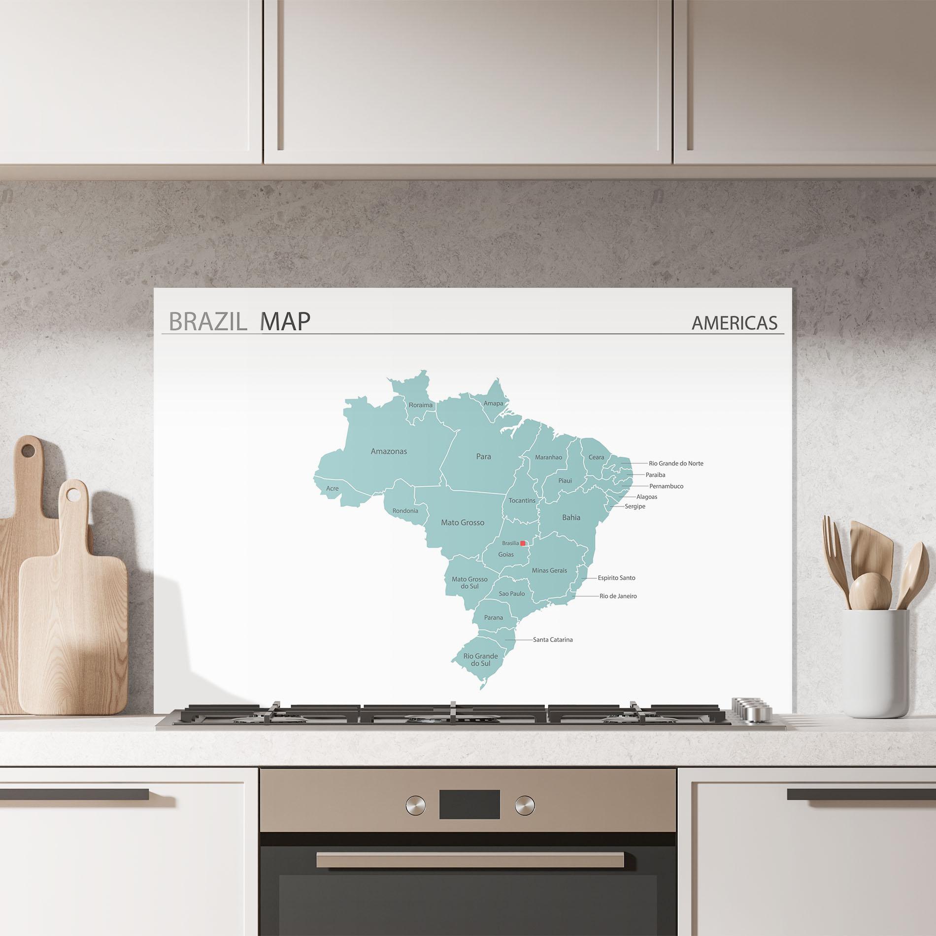 Panou Sticla Bucatarie Brazil Map mockup 7