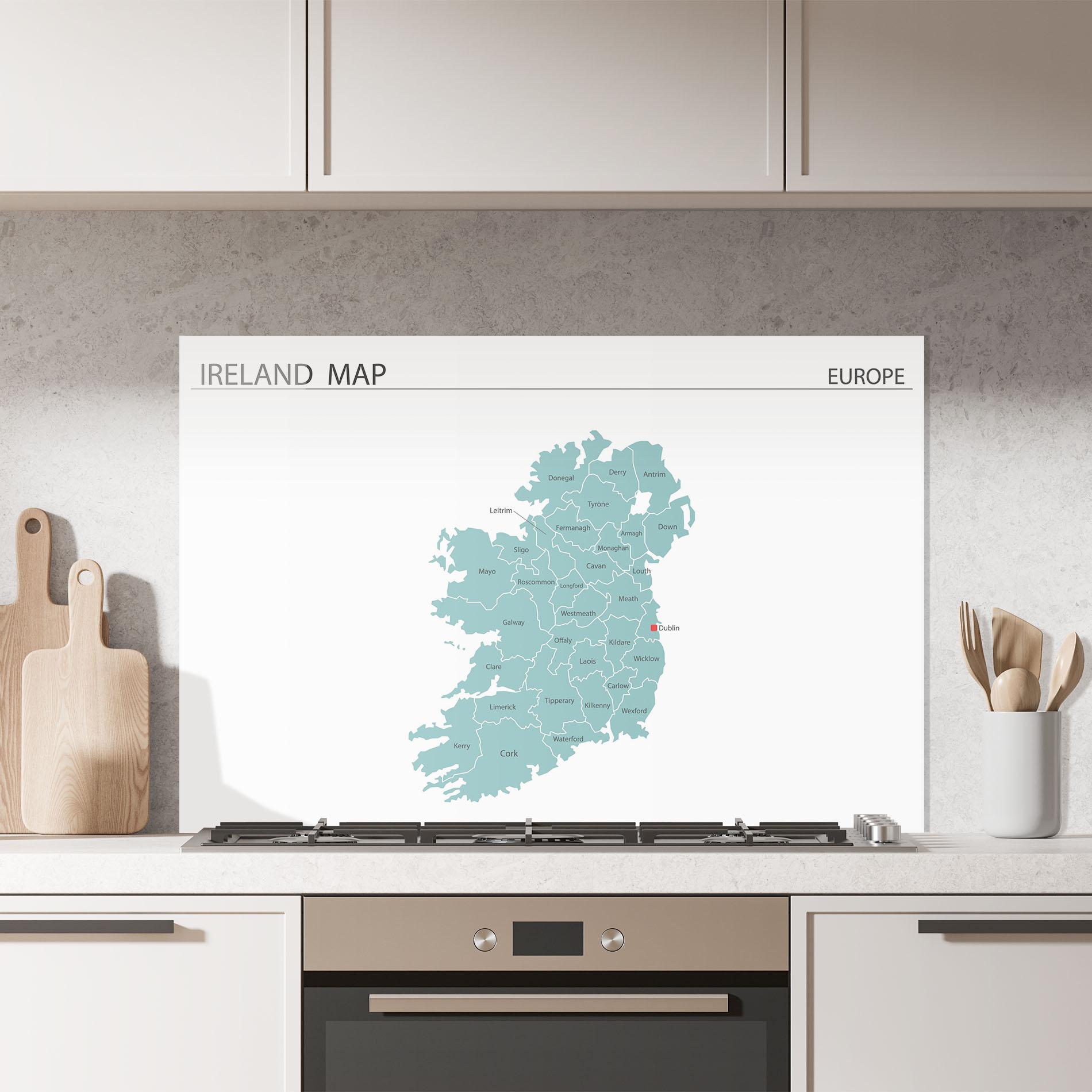 Panou Sticla Bucatarie Ireland Map mockup 7