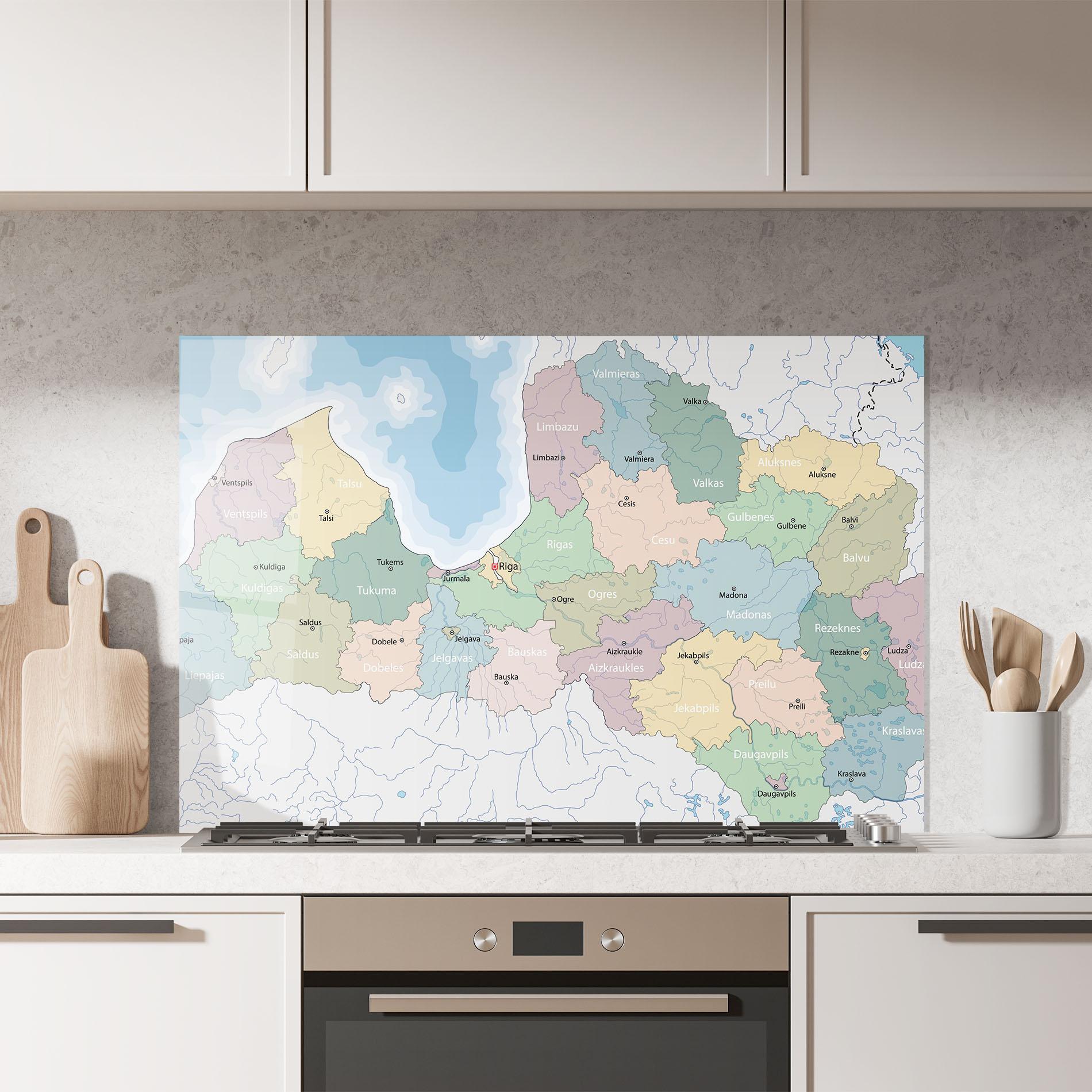 Panou Sticla Bucatarie Latvia Color Map mockup 7