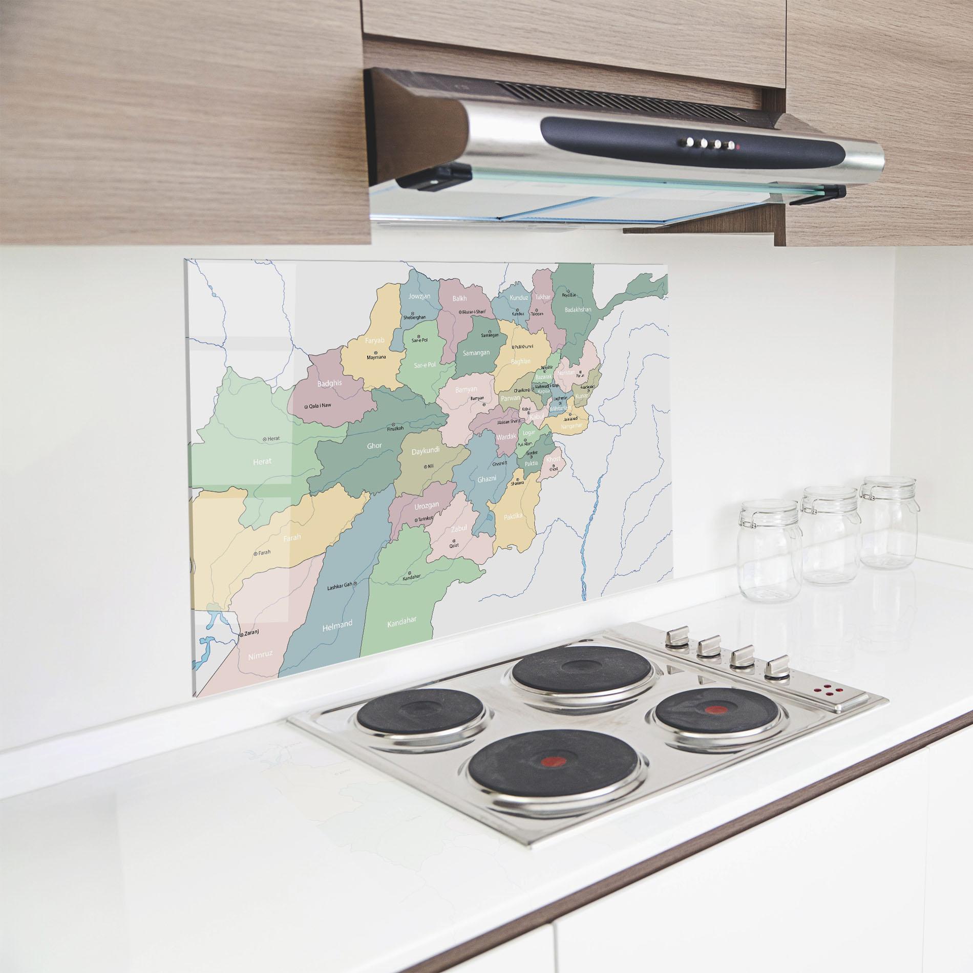 Panou Sticla Bucatarie Afghanistan Map mockup 8