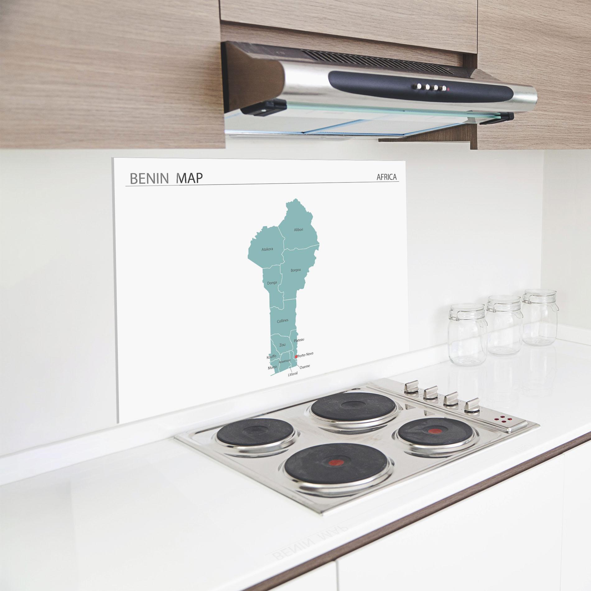Panou Sticla Bucatarie Benin Map mockup 8