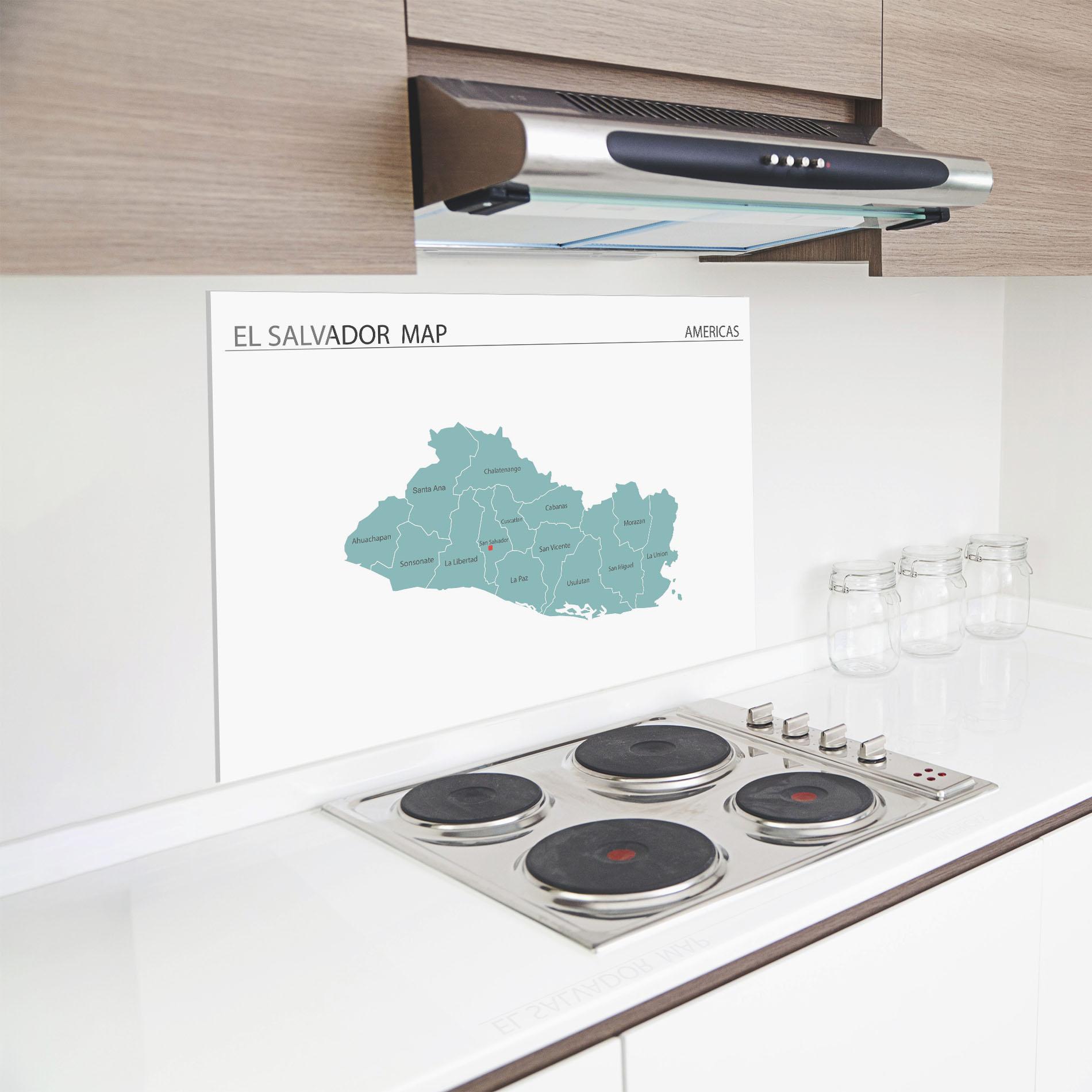Panou Sticla Bucatarie El Salvador Map mockup 8