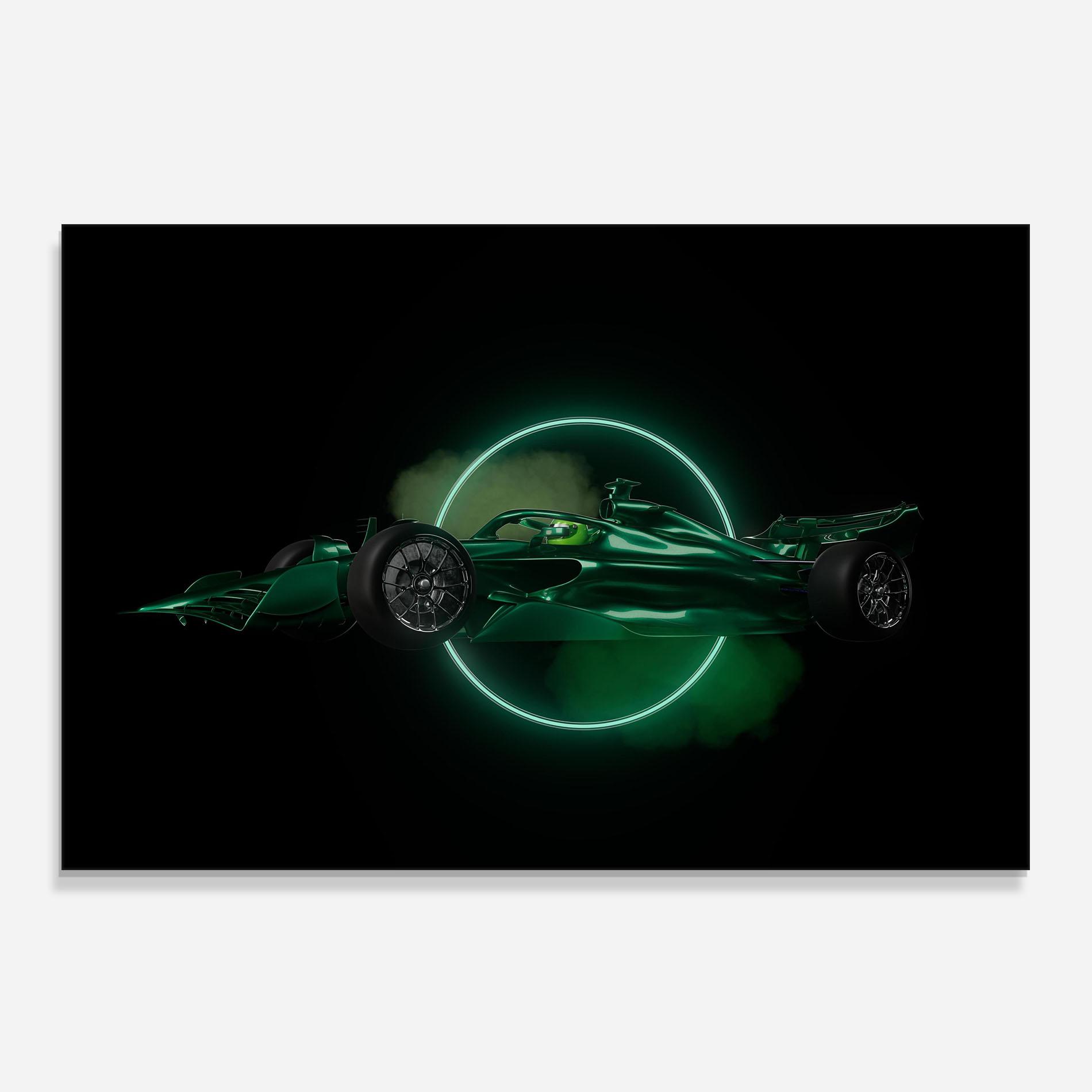 Panou Sticla Bucatarie Green Racing Car mockup 0