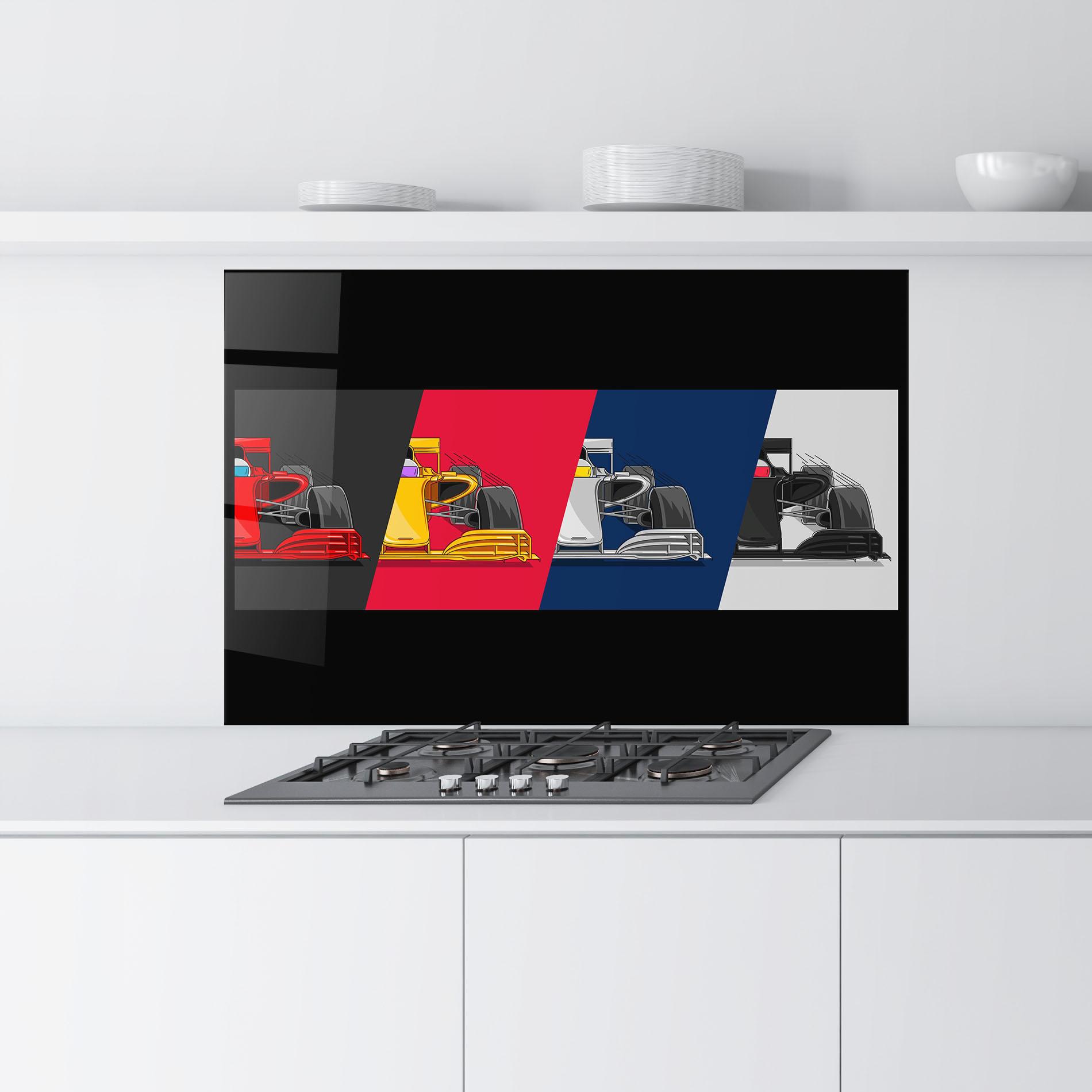 Panou Sticla Bucatarie F1 Cars mockup 9