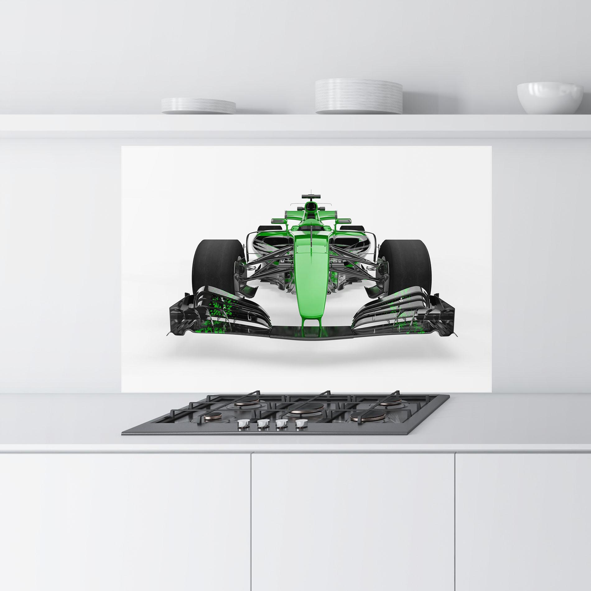Panou Sticla Bucatarie Green F1 Car mockup 9
