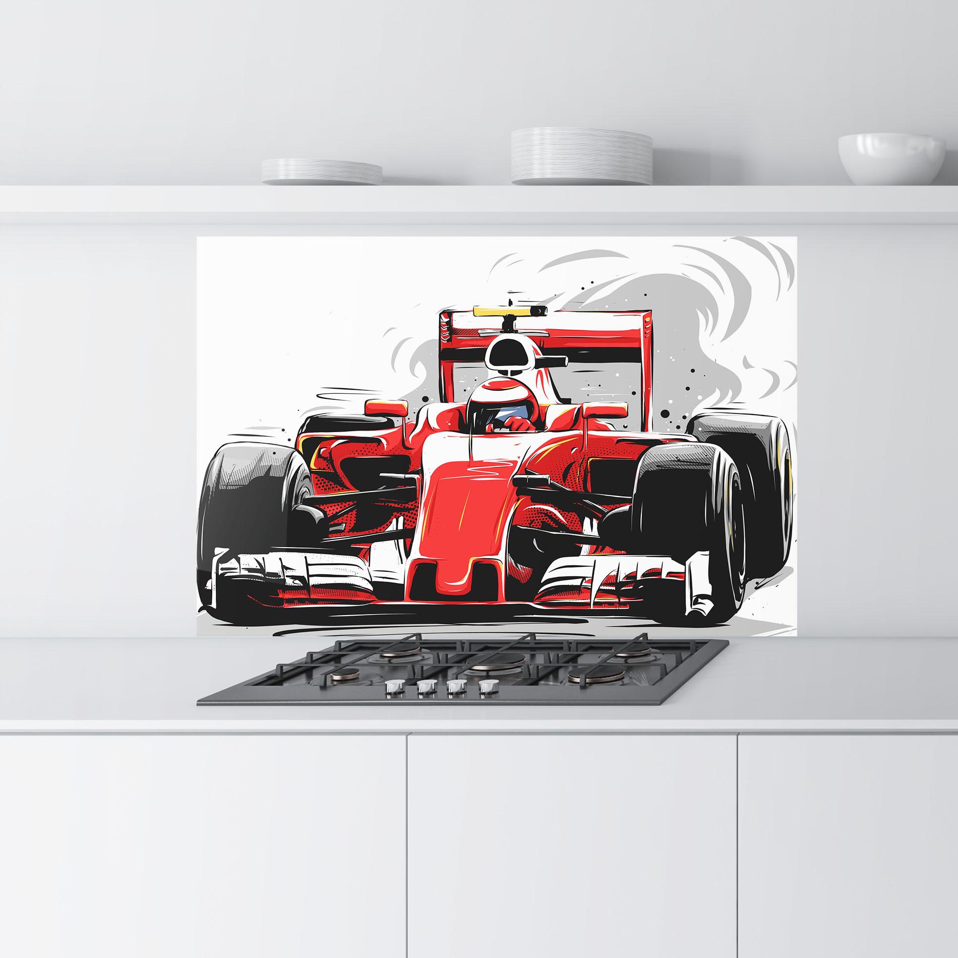 Panou Sticla Bucatarie Red F1 Car Art mockup 9