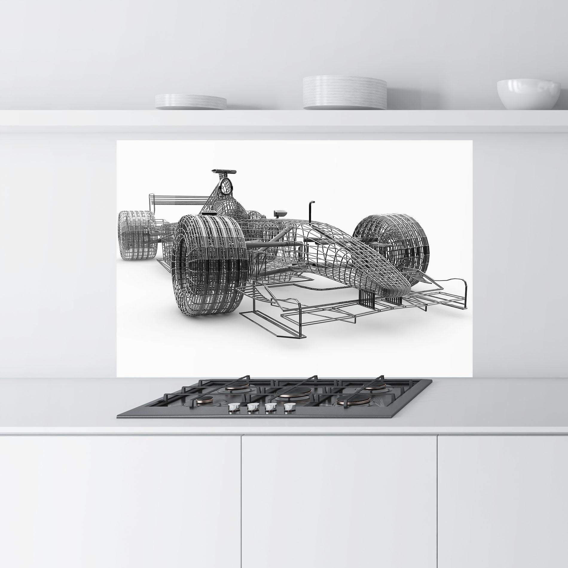 Panou Sticla Bucatarie Wireframe F1 Car mockup 9