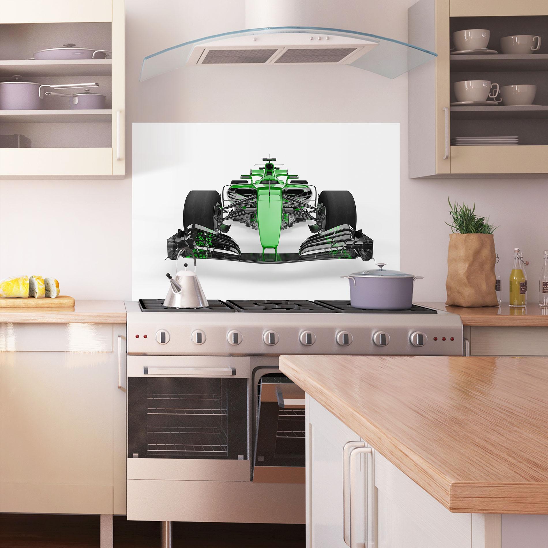 Panou Sticla Bucatarie Green F1 Car mockup 1