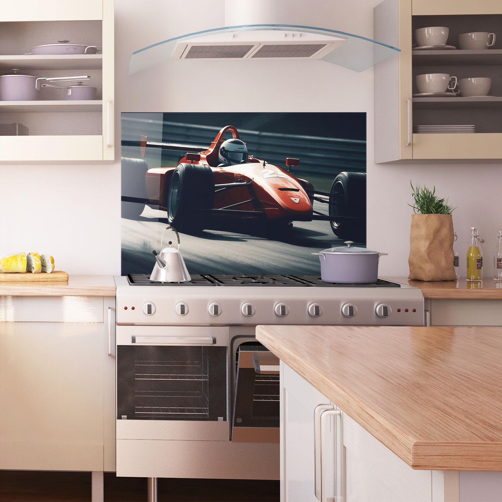 Panou Sticla Bucatarie Orange Car F1 mockup 1