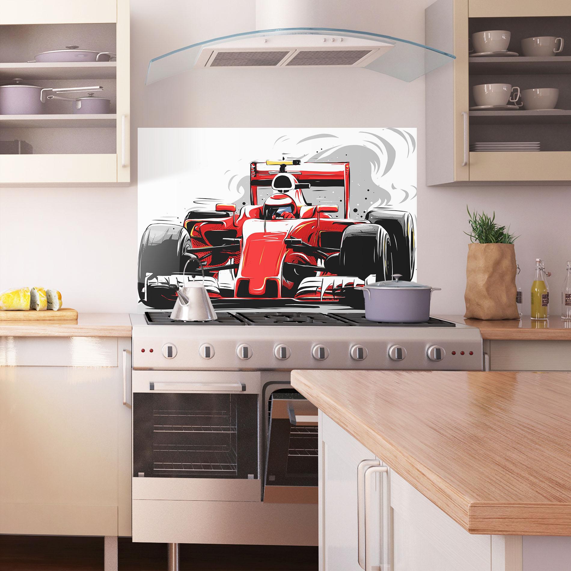 Panou Sticla Bucatarie Red F1 Car Art mockup 1