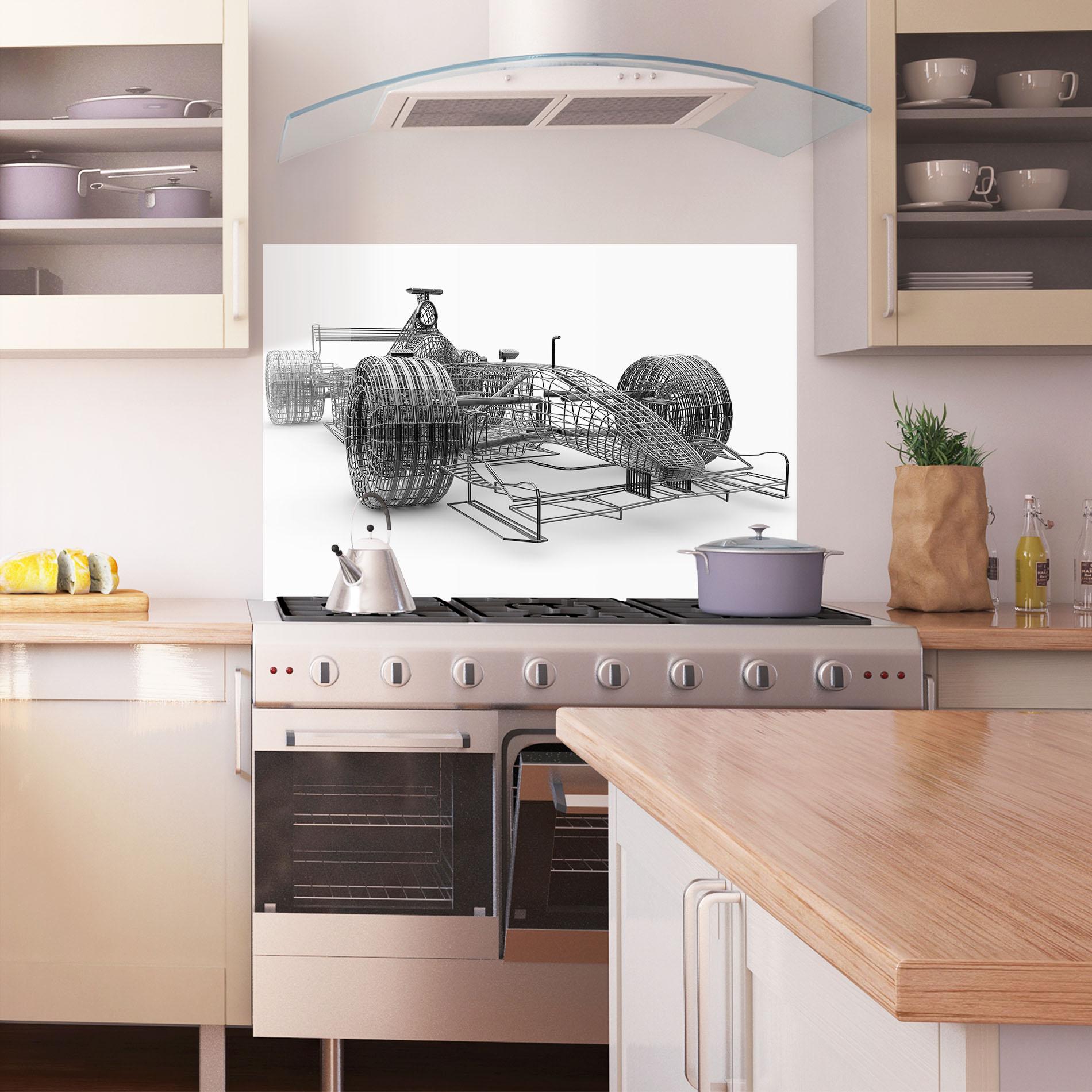 Panou Sticla Bucatarie Wireframe F1 Car mockup 1