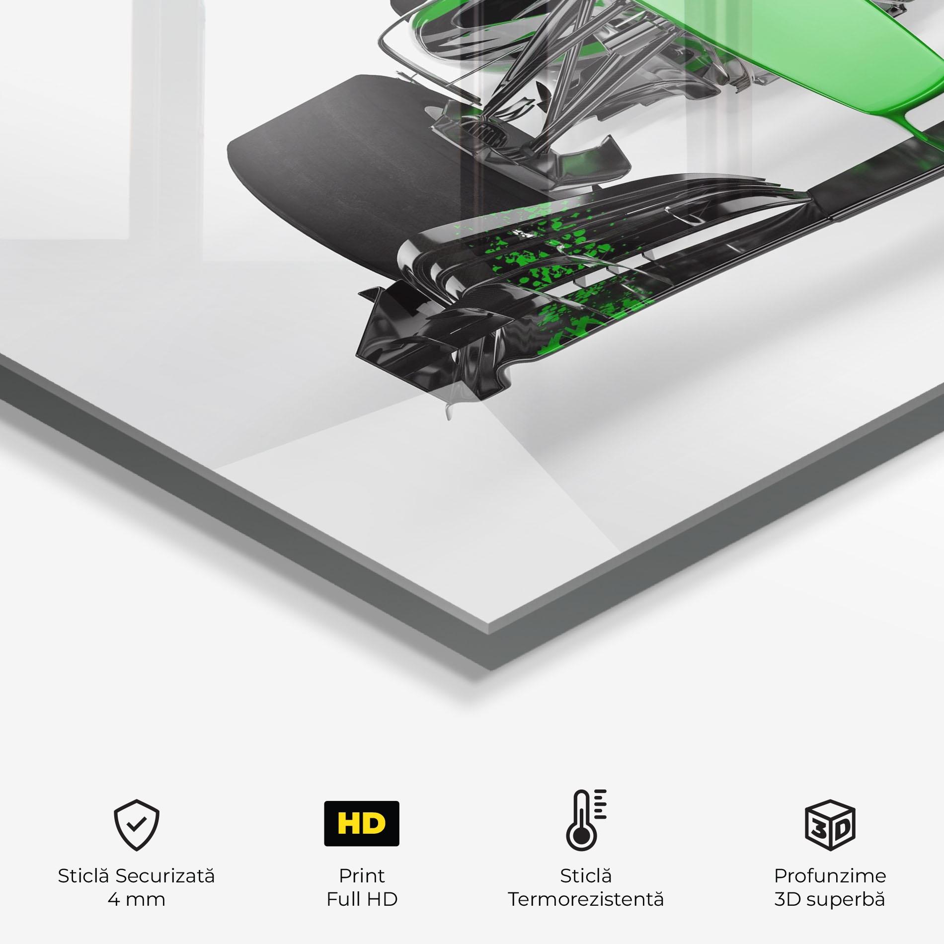 Panou Sticla Bucatarie Green F1 Car mockup 2
