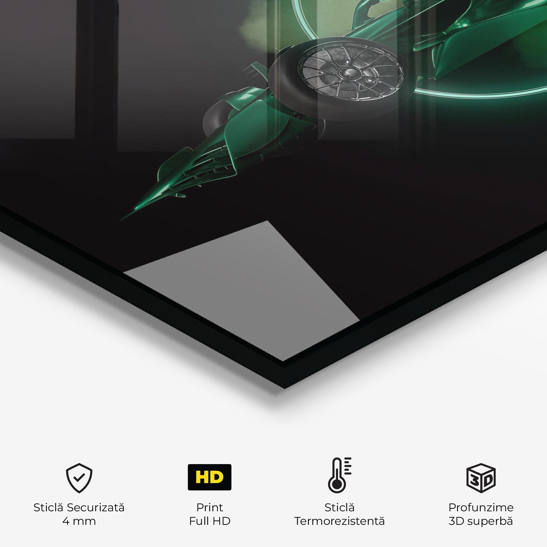 Panou Sticla Bucatarie Green Racing Car mockup 2