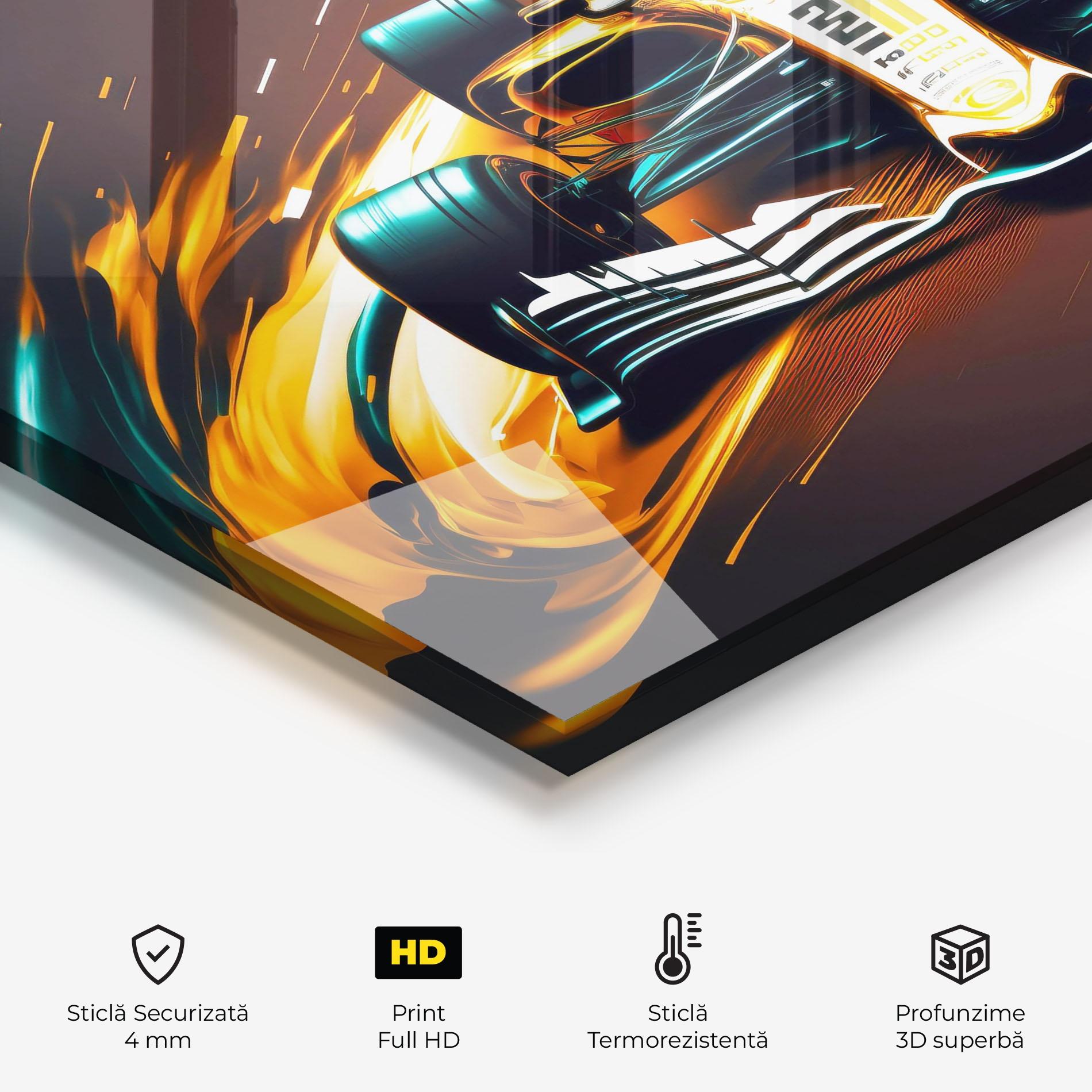 Panou Sticla Bucatarie Orange Racing Car mockup 2