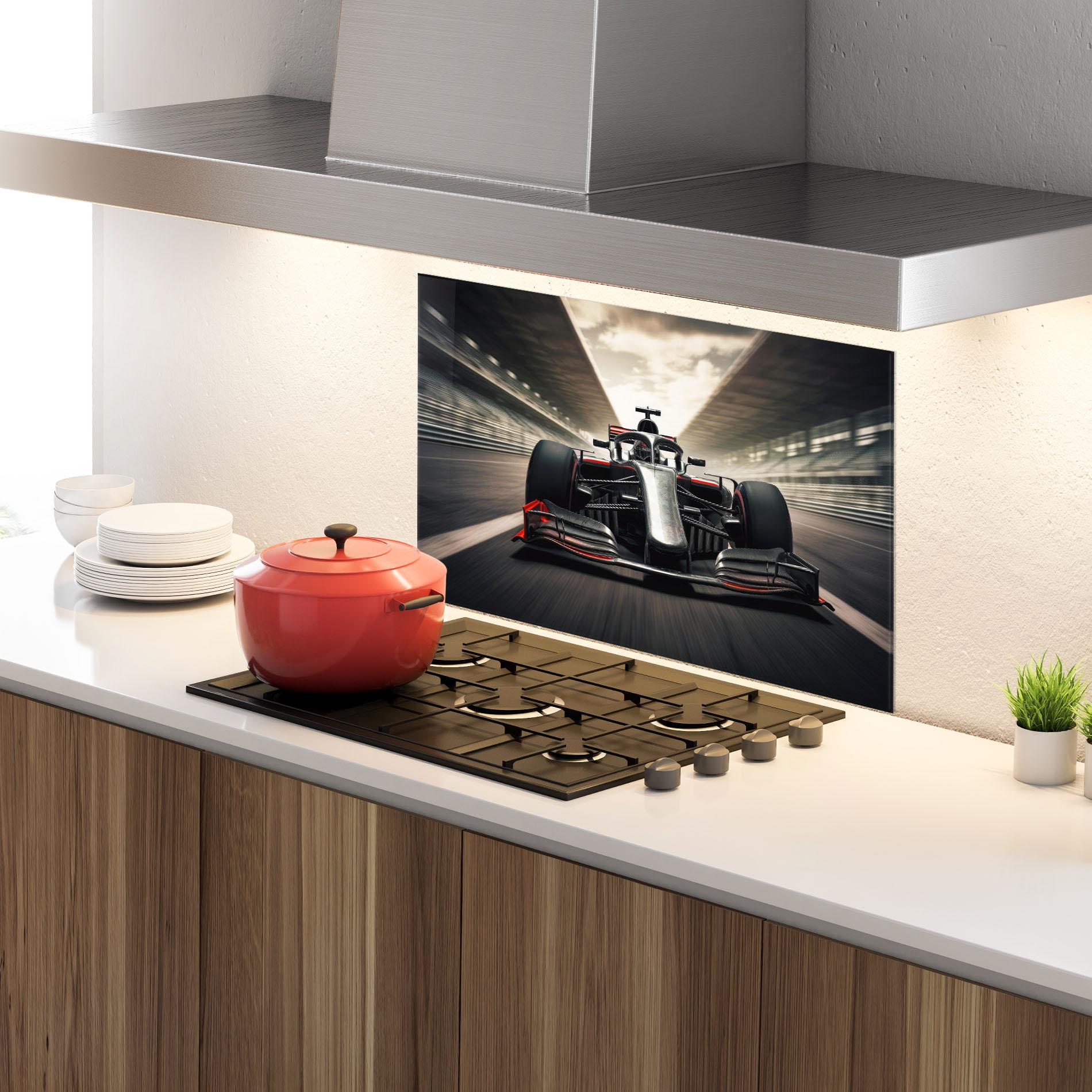 Panou Sticla Bucatarie Black Red F1 mockup 4