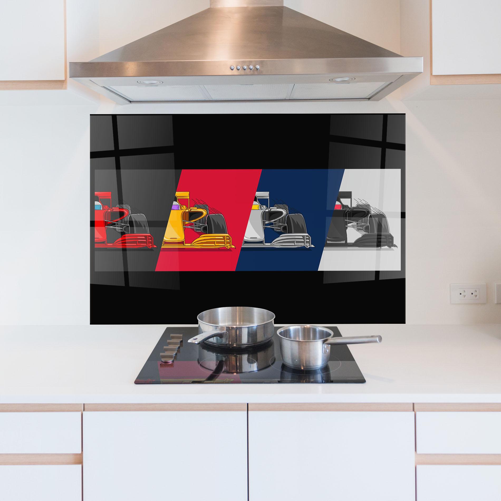 Panou Sticla Bucatarie F1 Cars mockup 5