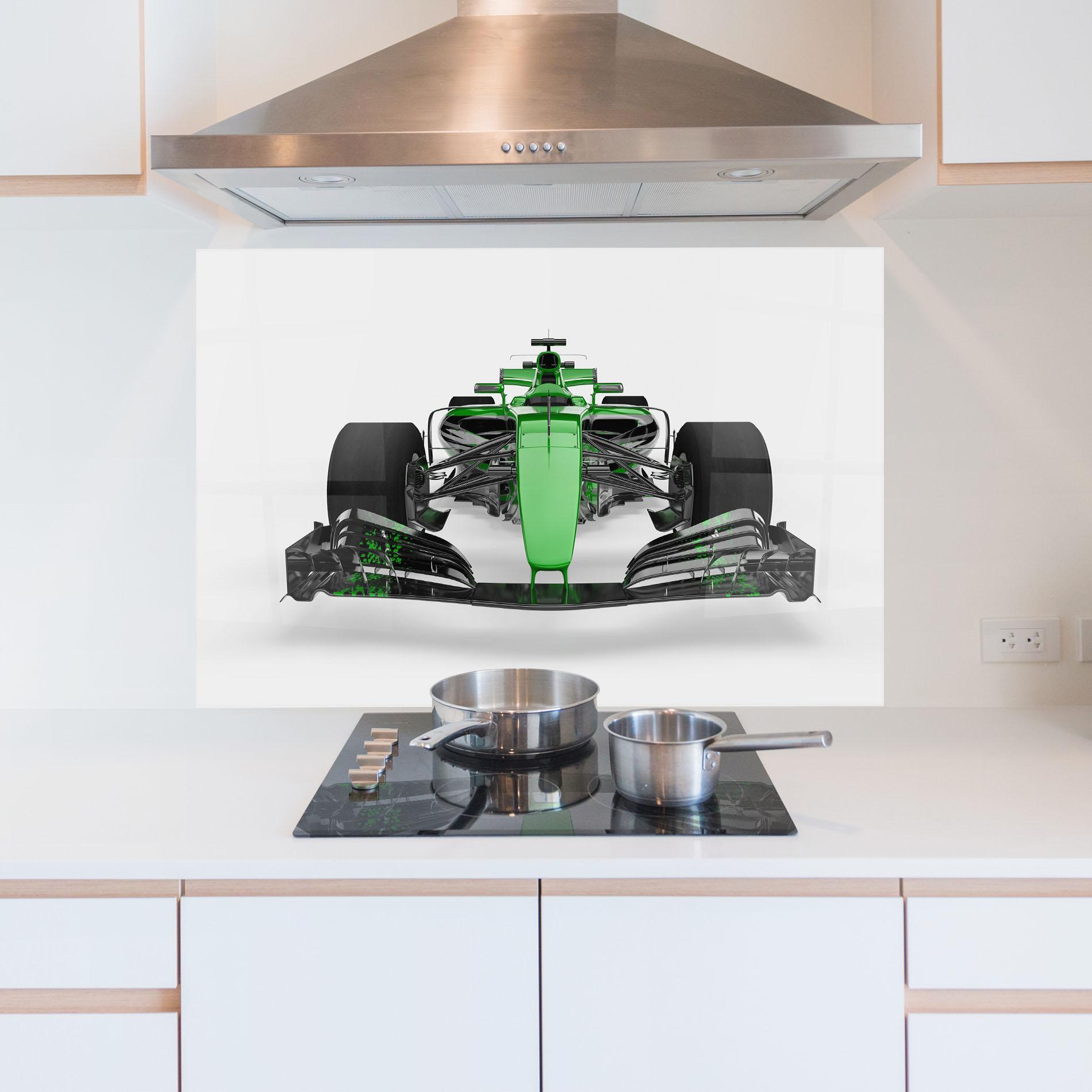 Panou Sticla Bucatarie Green F1 Car mockup 5