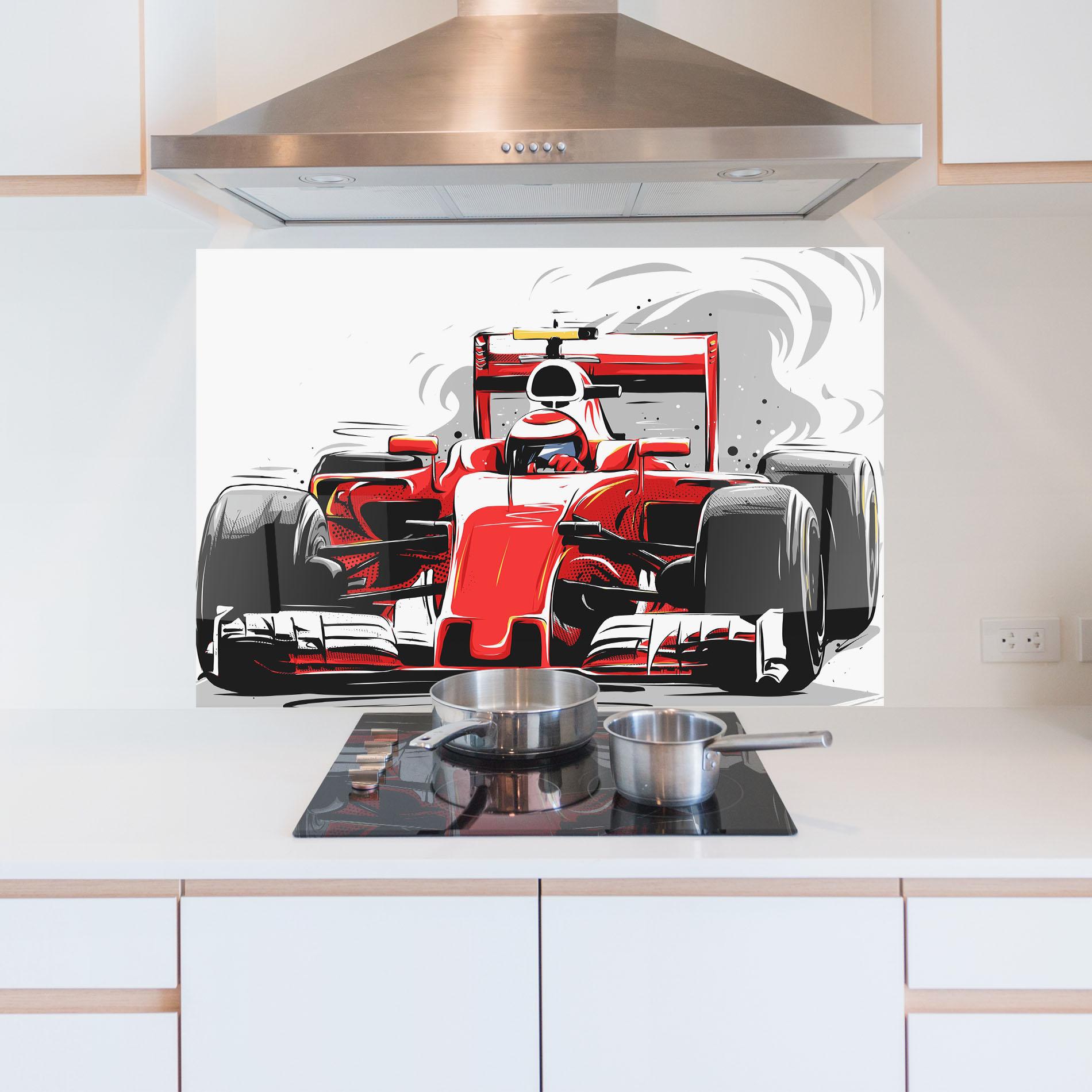 Panou Sticla Bucatarie Red F1 Car Art mockup 5
