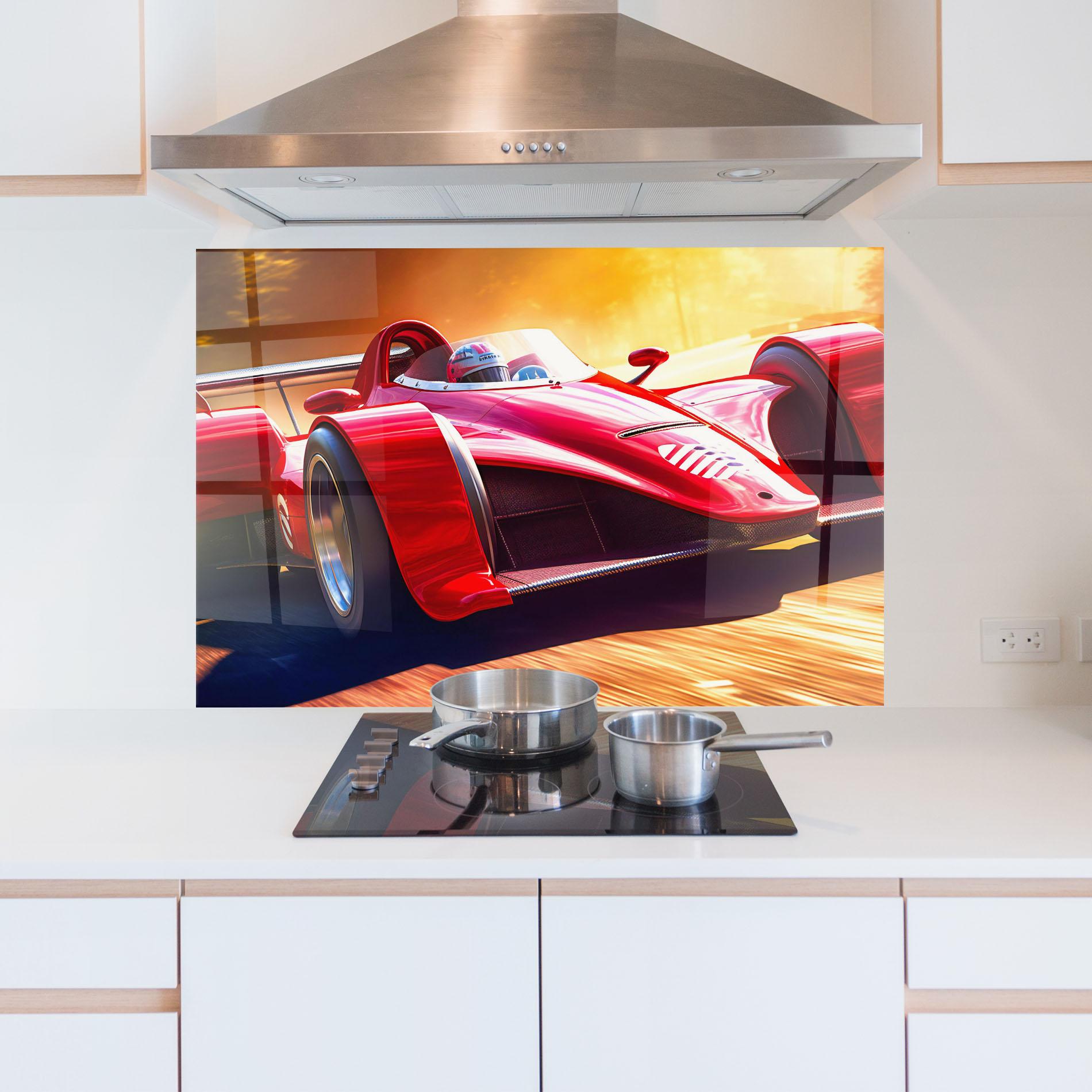 Panou Sticla Bucatarie Red Race Car mockup 5