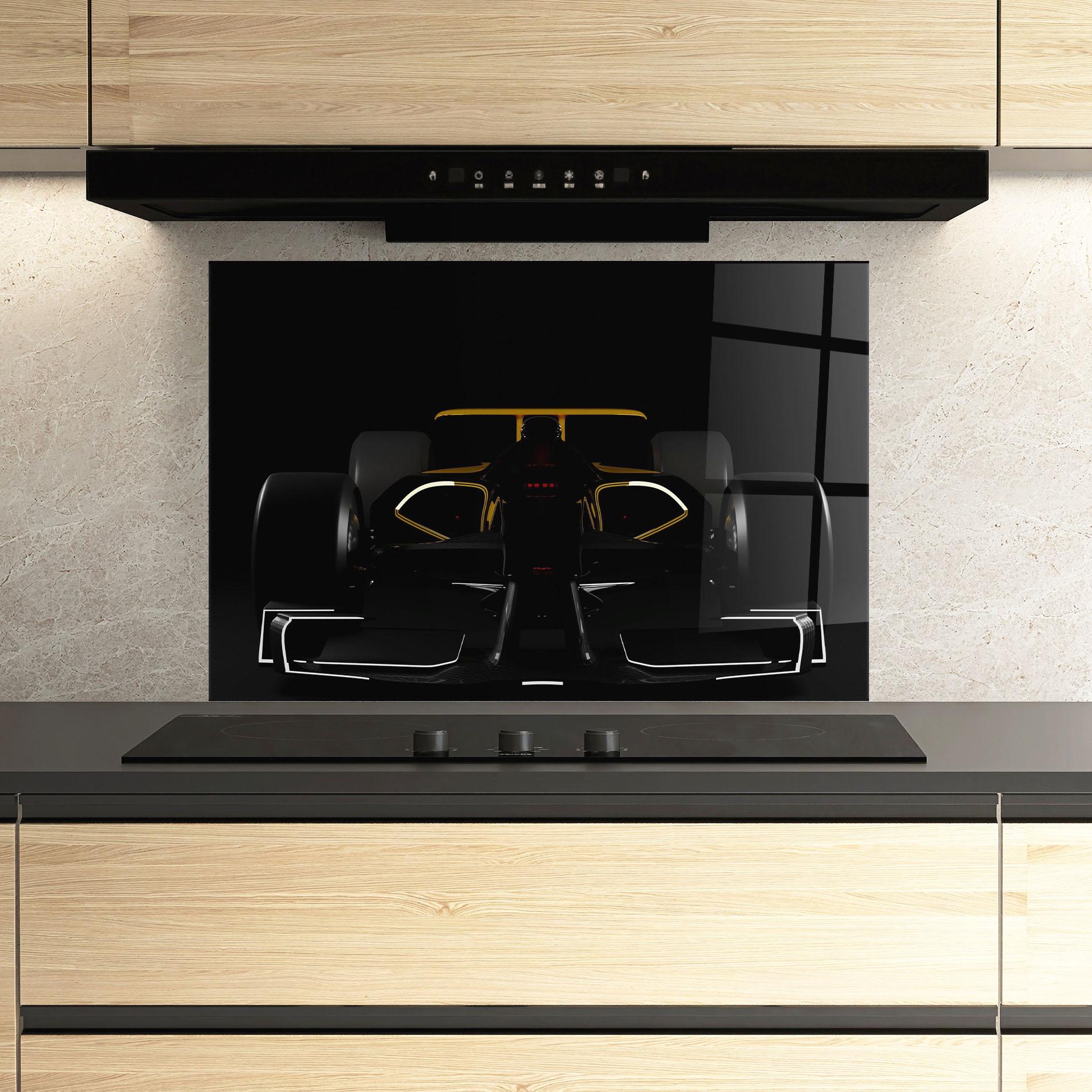 Panou Sticla Bucatarie Dark F1 Car mockup 3