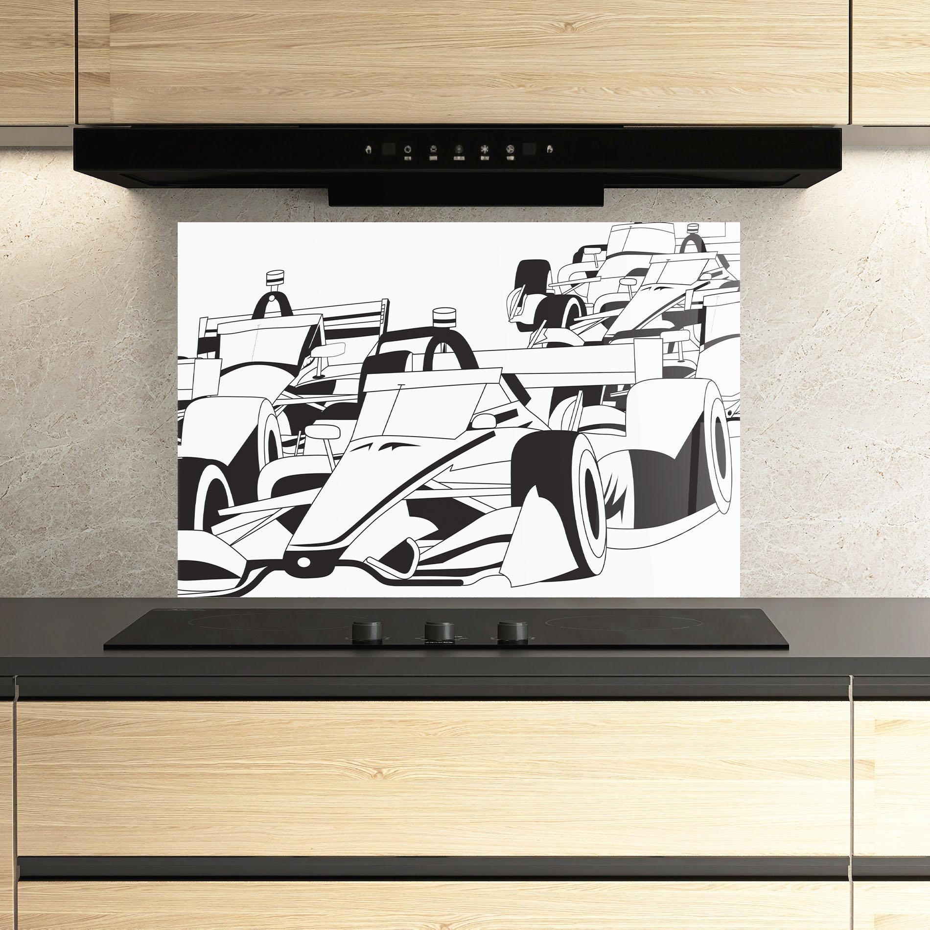 Panou Sticla Bucatarie Grand Prix Cars mockup 3