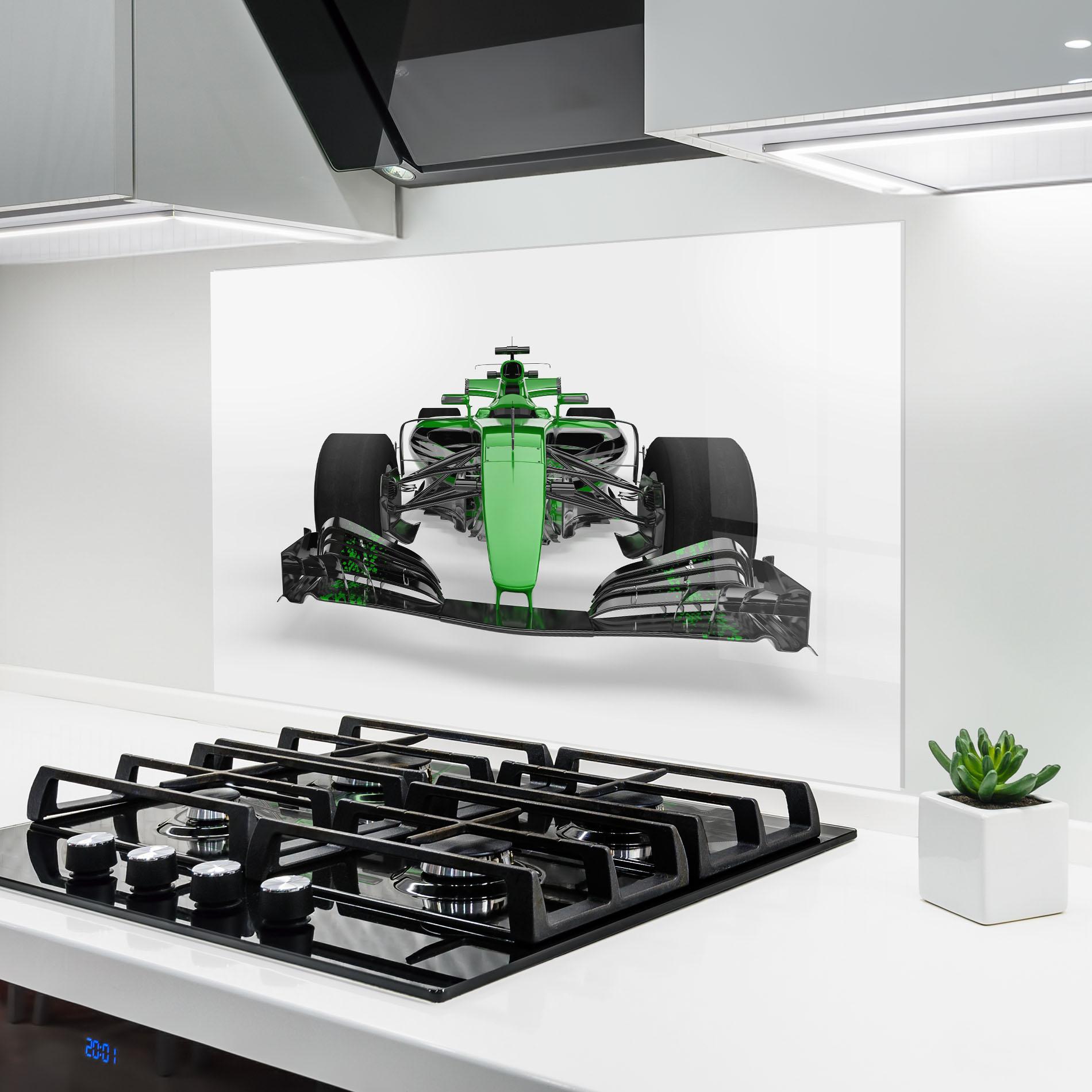 Panou Sticla Bucatarie Green F1 Car mockup 6