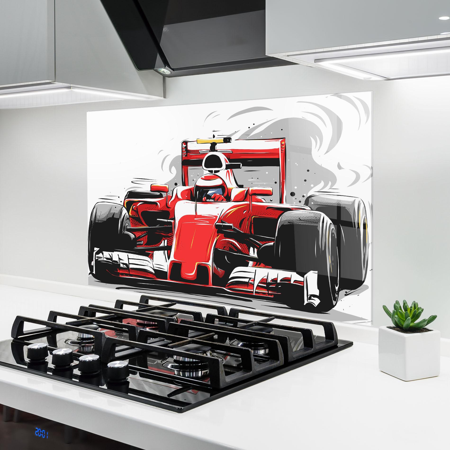 Panou Sticla Bucatarie Red F1 Car Art mockup 6