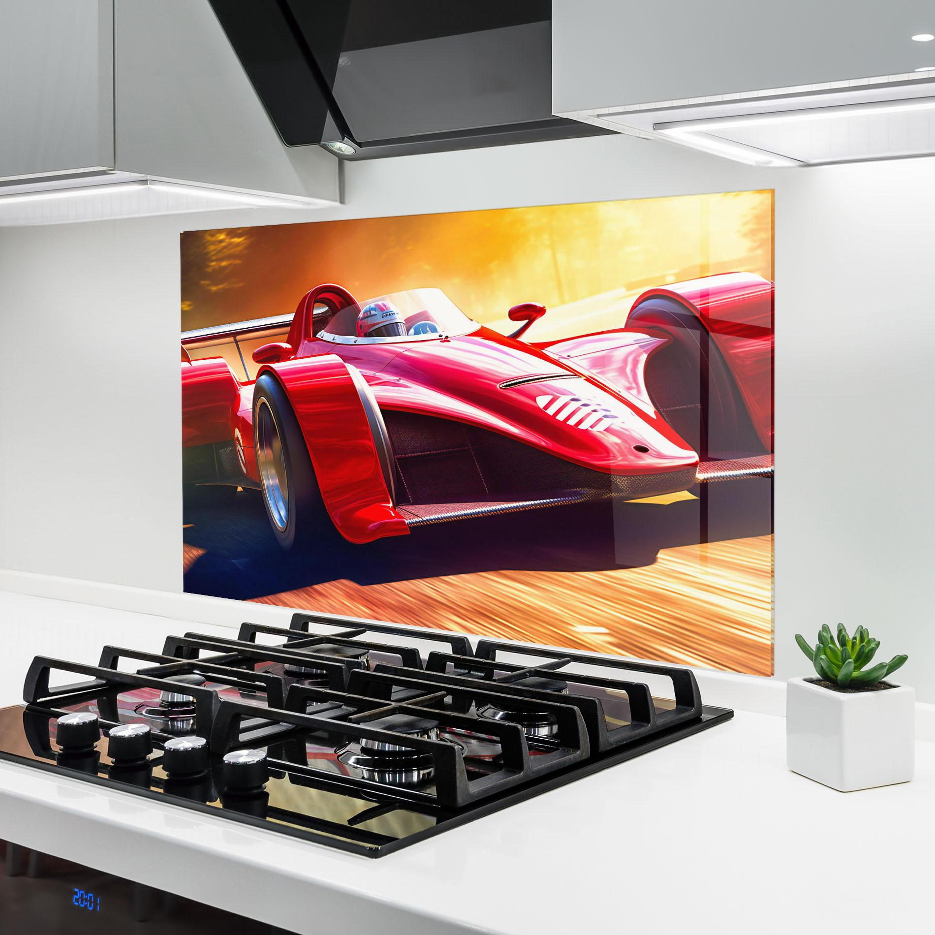 Panou Sticla Bucatarie Red Race Car mockup 6