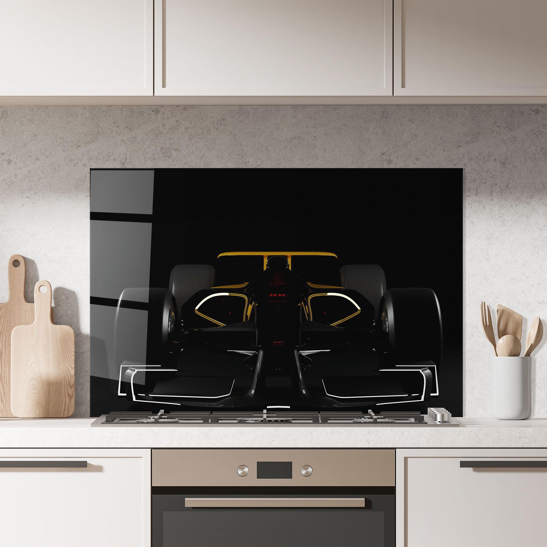 Panou Sticla Bucatarie Dark F1 Car mockup 7