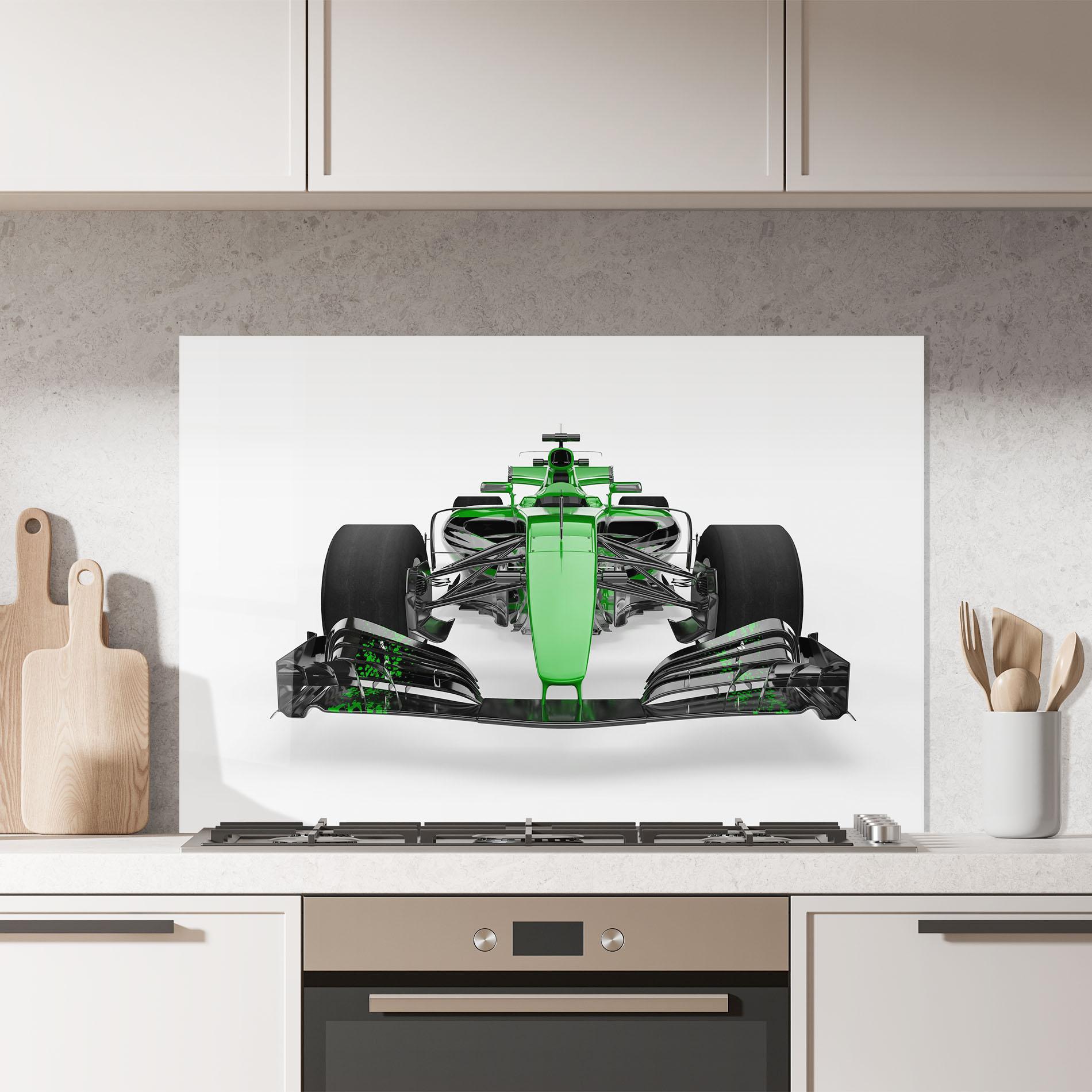 Panou Sticla Bucatarie Green F1 Car mockup 7