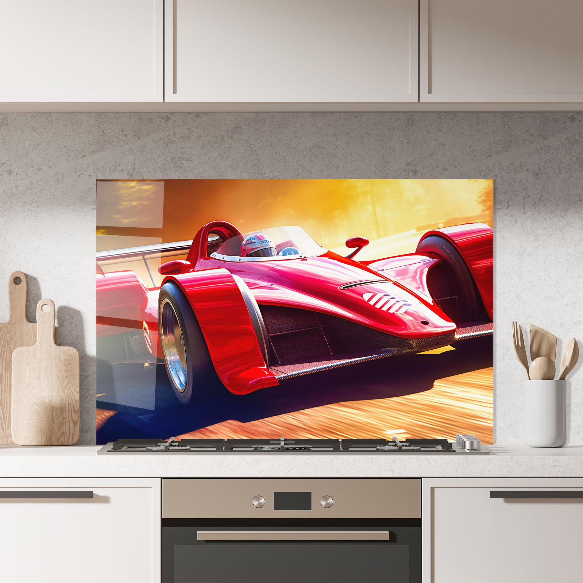 Panou Sticla Bucatarie Red Race Car mockup 7