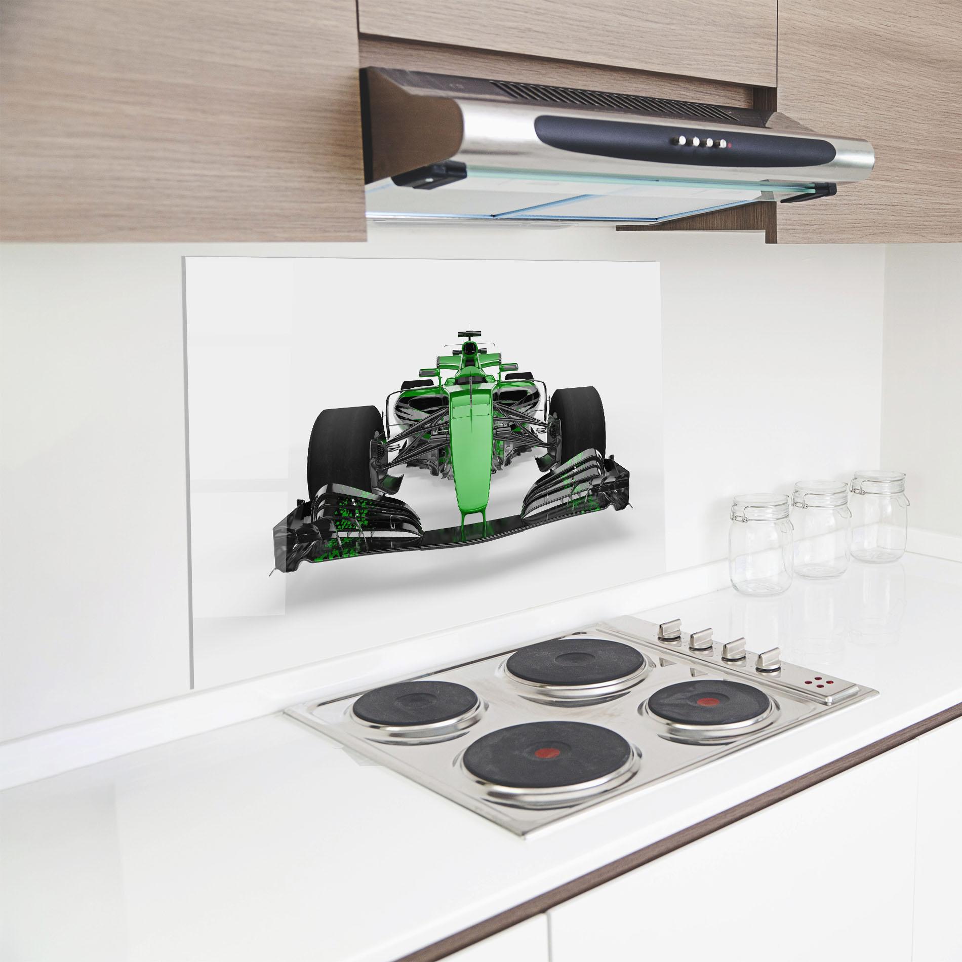 Panou Sticla Bucatarie Green F1 Car mockup 8