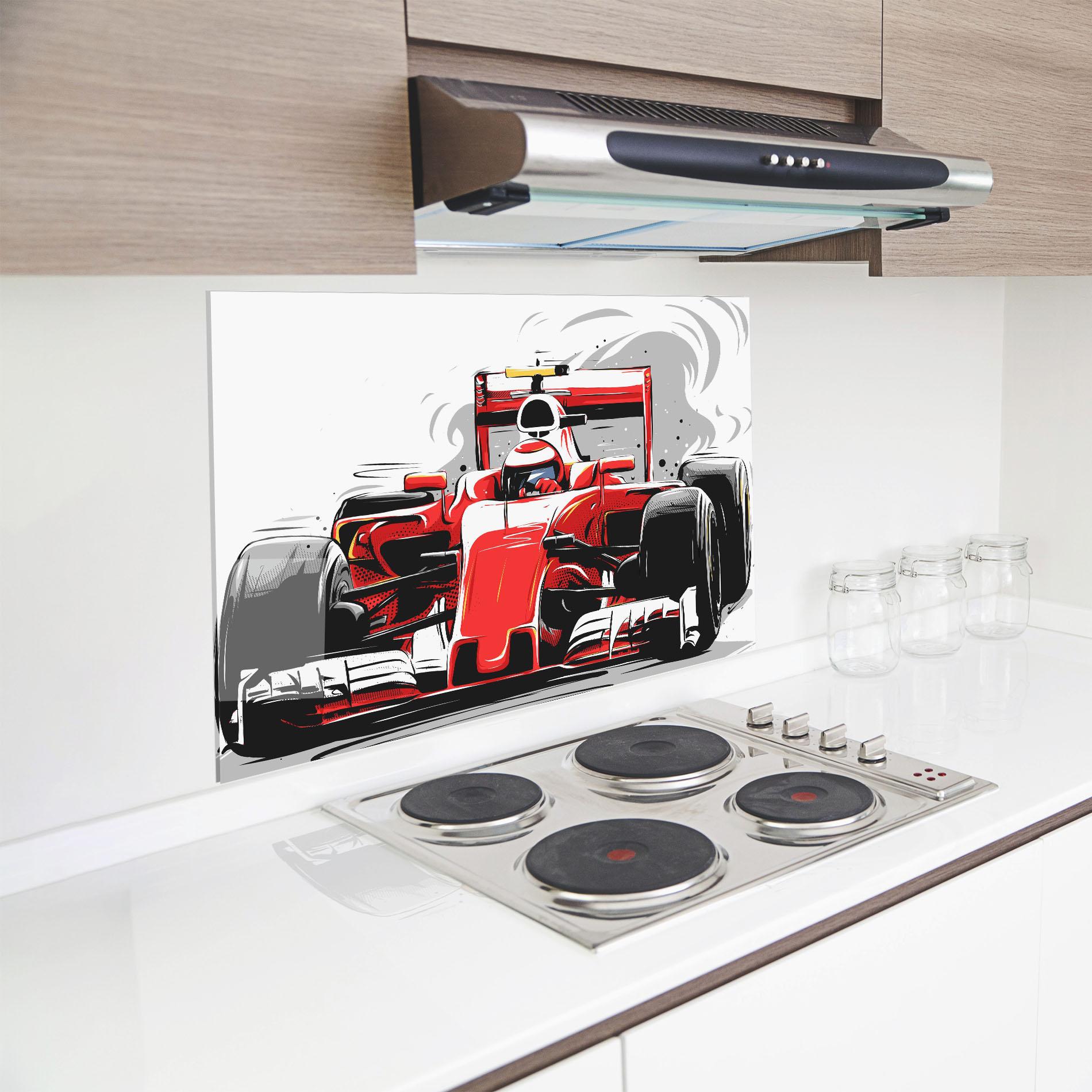 Panou Sticla Bucatarie Red F1 Car Art mockup 8