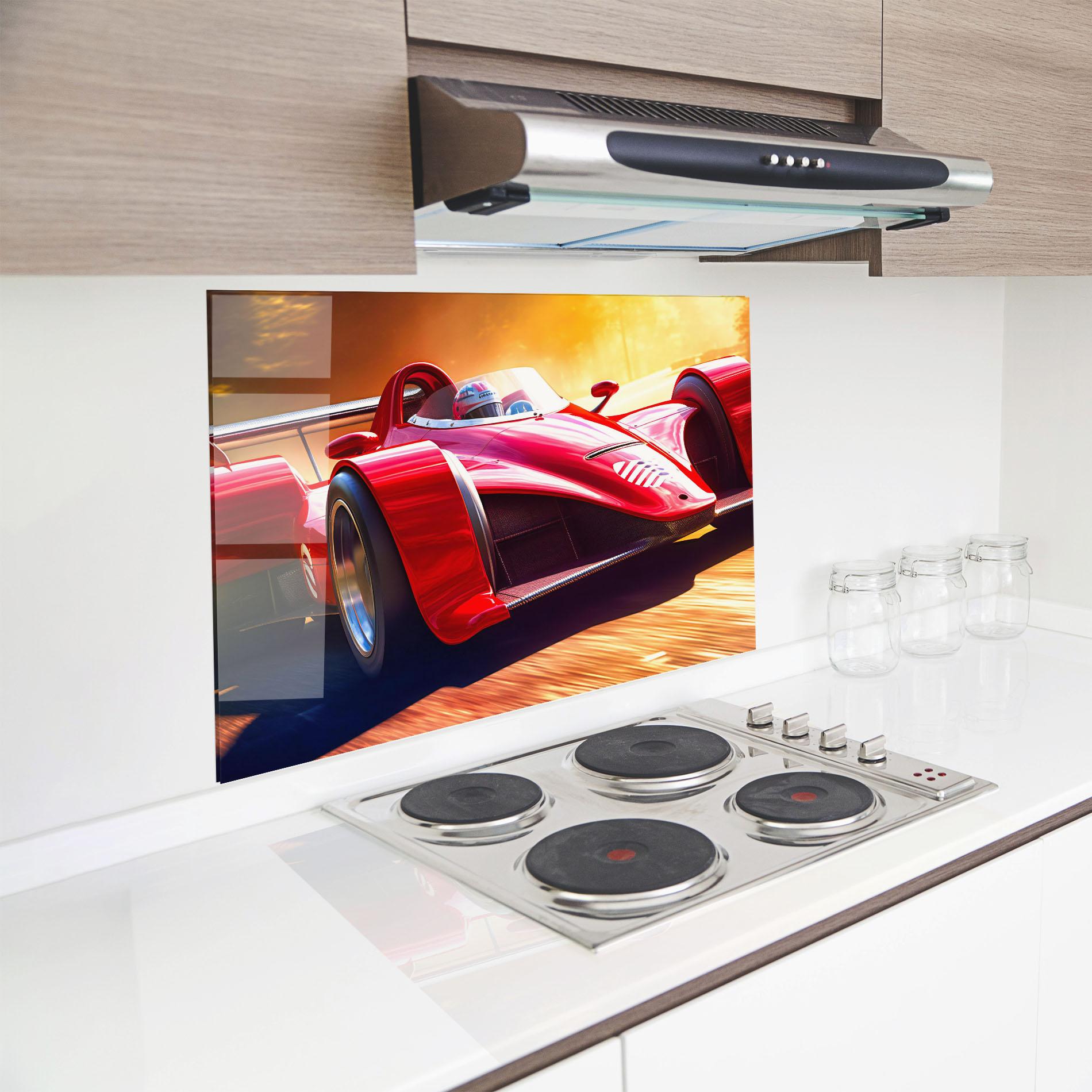 Panou Sticla Bucatarie Red Race Car mockup 8